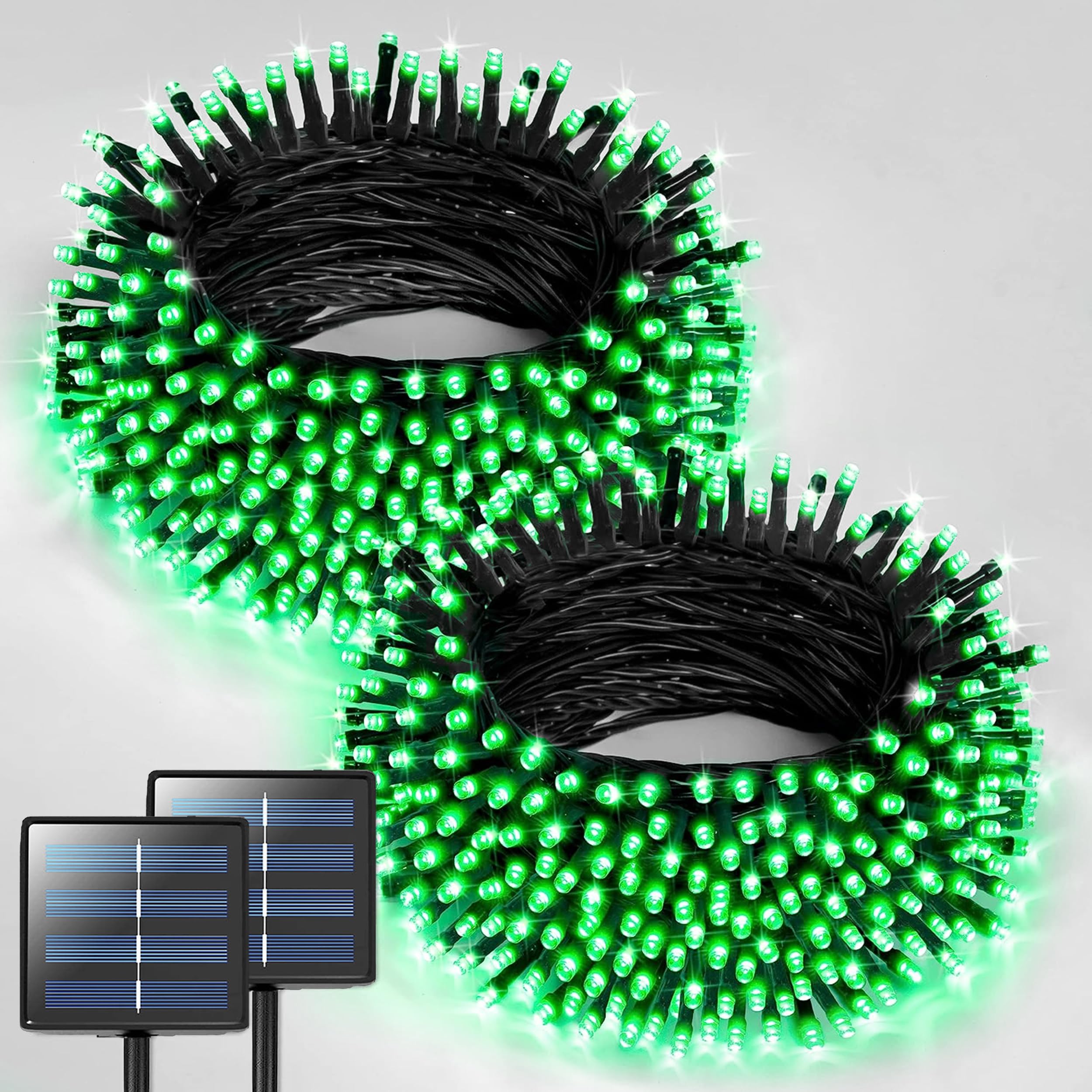 Jmexsuss 2 Pack Green Solar Halloween Lights, Total 400 Led 151Ft Green Solar Lights Outdoor Waterproof, 8 Modes Green Halloween