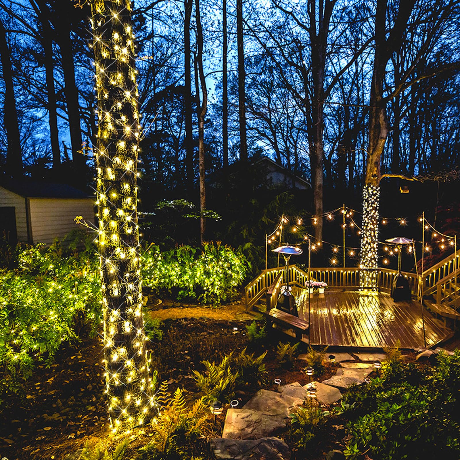 Heyworld 50 LED Soft Twinkle Lights, Warm White, 14.58 Ft Green Wire, Indoor/Outdoor, UL Approved, Pack of 2