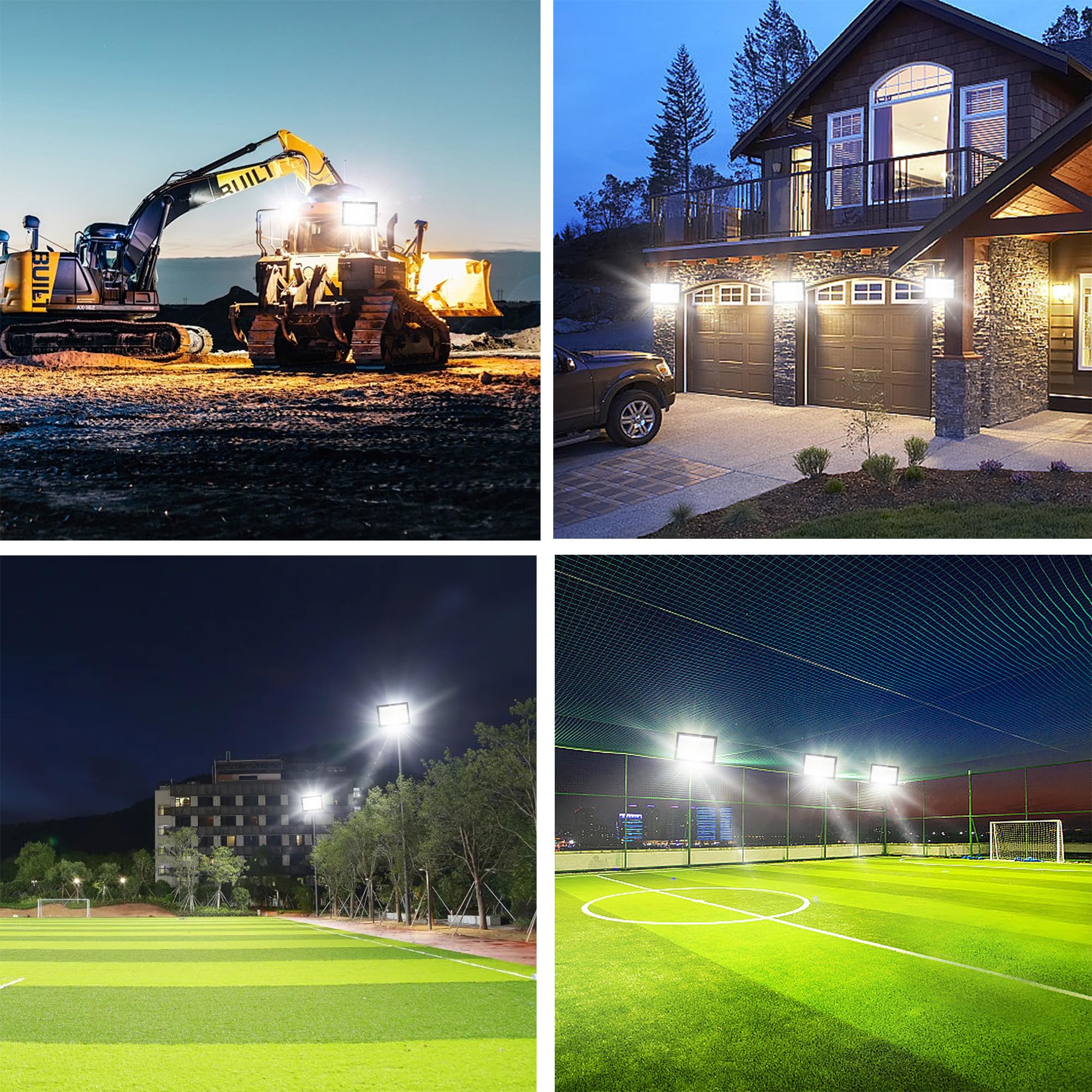 Gopretty 800W LED Flood Light, 80000LM, 6000K Daylight White, IP66 Waterproof, Black, Model PAD for Outdoor Sports and Commercial Use