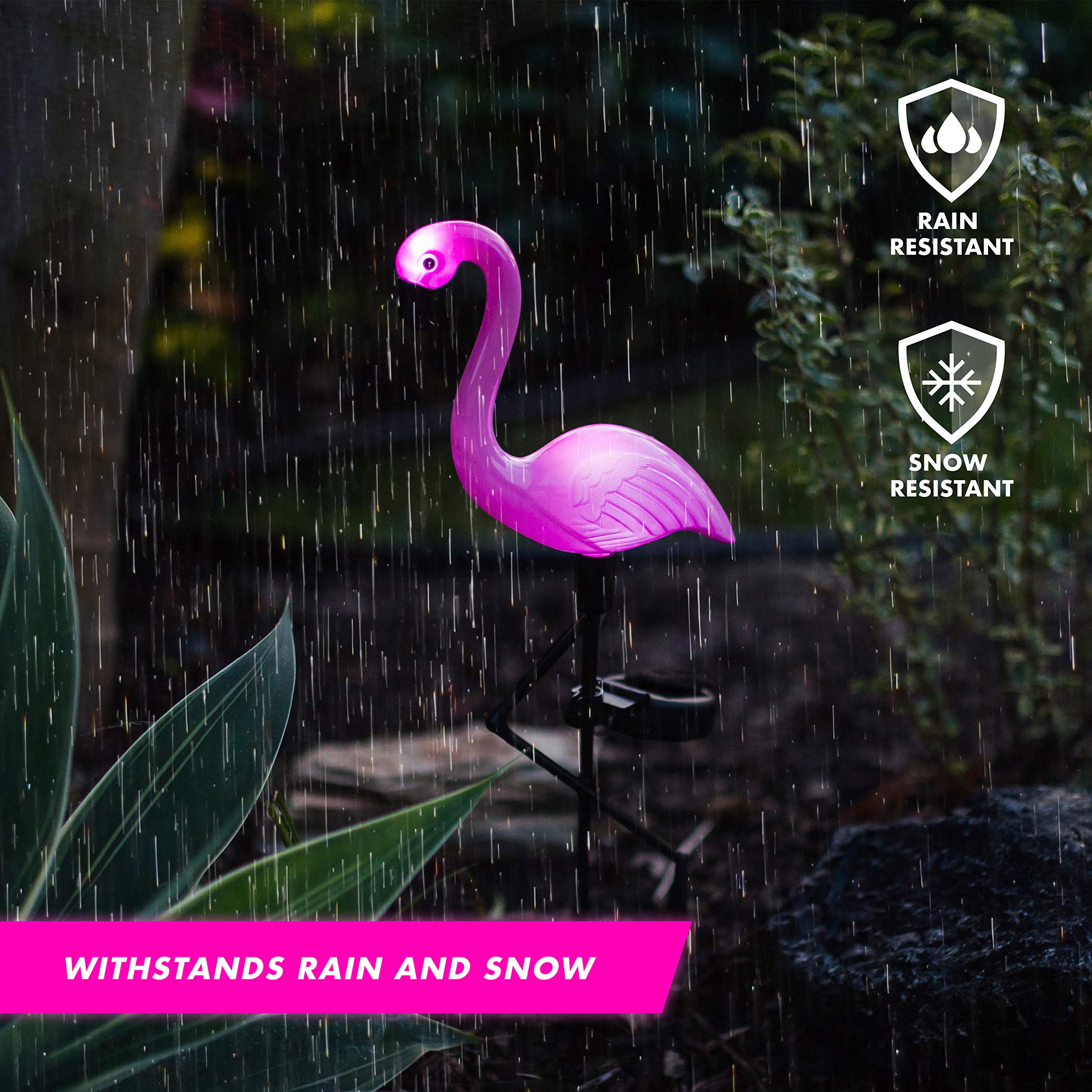 Galashield Pink Flamingo Solar Lights - Outdoor Lawn Decorations & Garden Ornaments