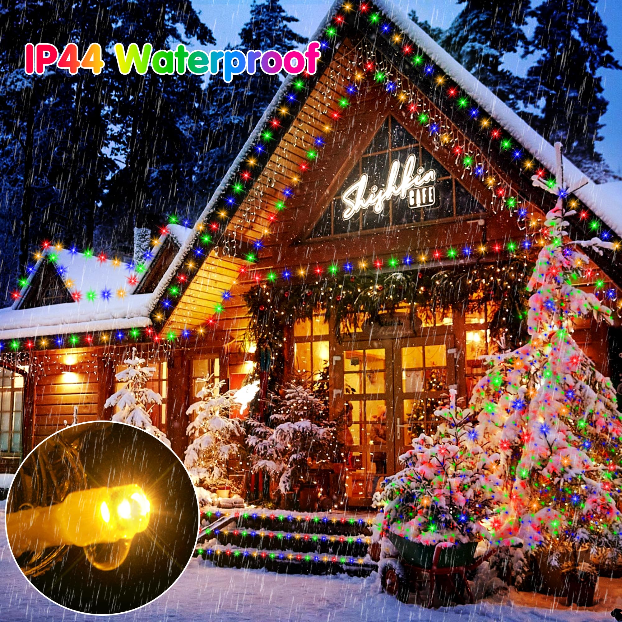 Knonew 472Ft 1200 Christmas Lights Outdoor Clear Wire Color Changing String Lights With 11 Modes & Timer Dimmable Fairy Light For Xmas Tree Roof Yard Wedding Decorations(Warm White To Multicolor)