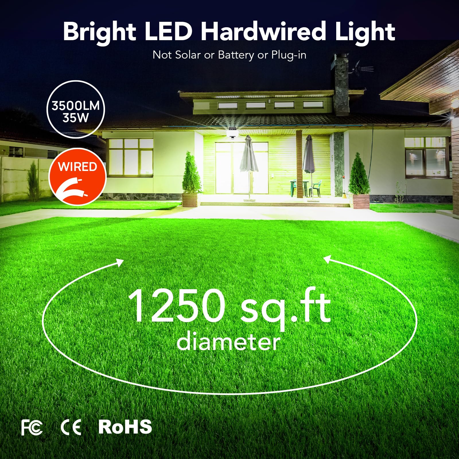 OREiN Motion Sensor Outdoor Lights 3500LM 35W LED, 3CCT, IP65 Waterproof, 2 Pack, White