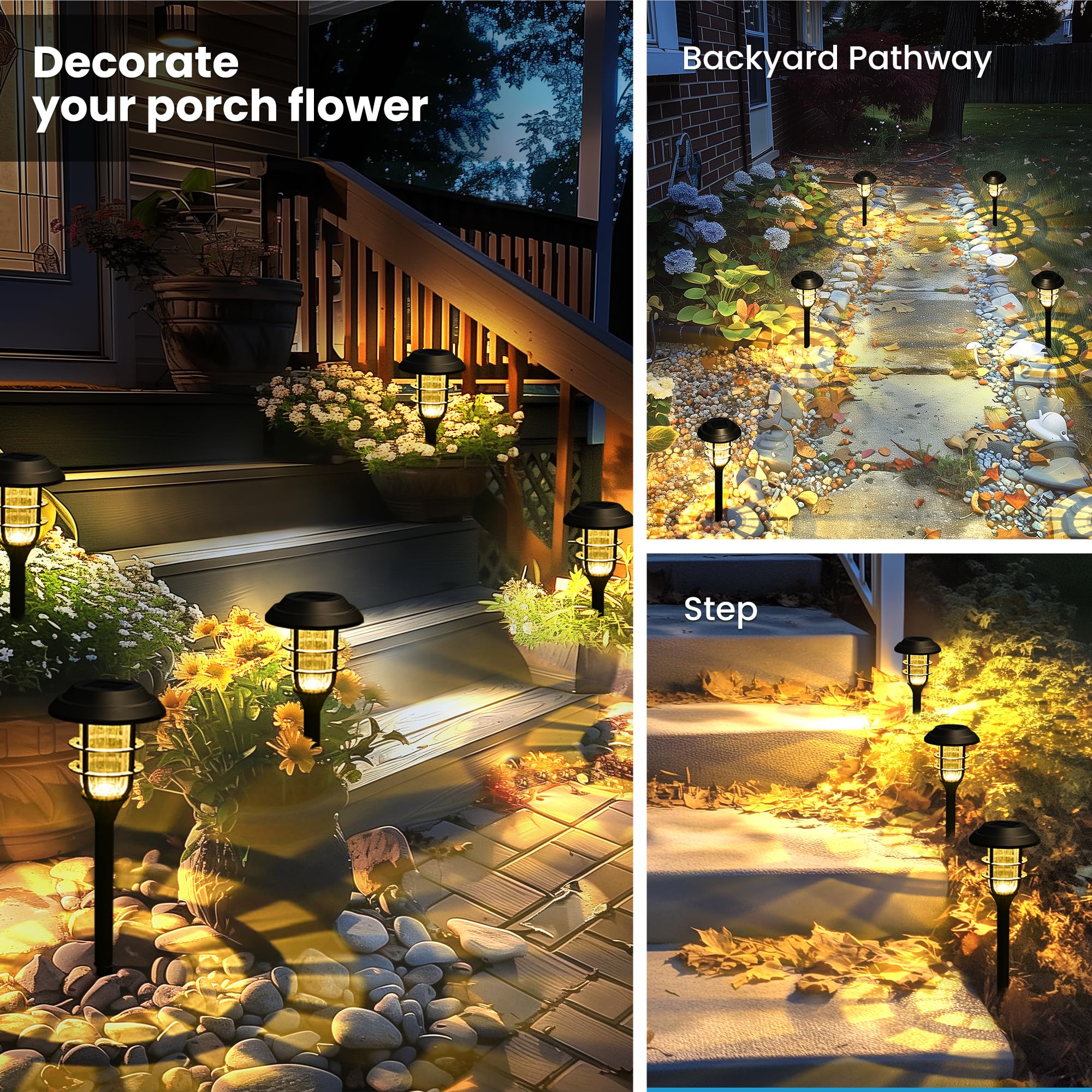 SOLPEX Solar Landscape Lights - 8 Pack, Warm White, Waterproof, Model 8349-X for Patio, Lawn, Yard, and Walkway