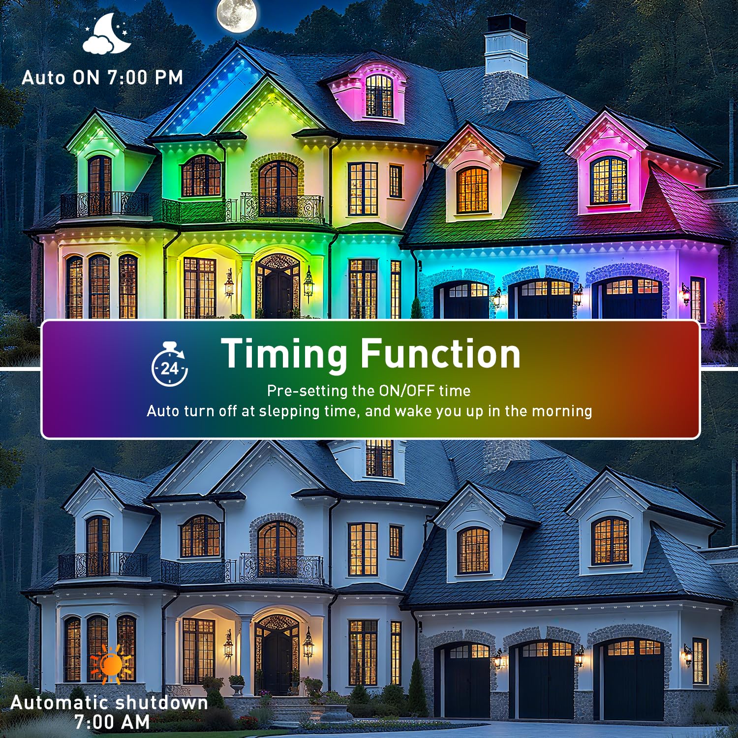 INZIDOL 100FT RGB Outdoor Lights, IP67 Waterproof, Smart Control, Holiday & Daily Use, Model OT-RGB-WY
