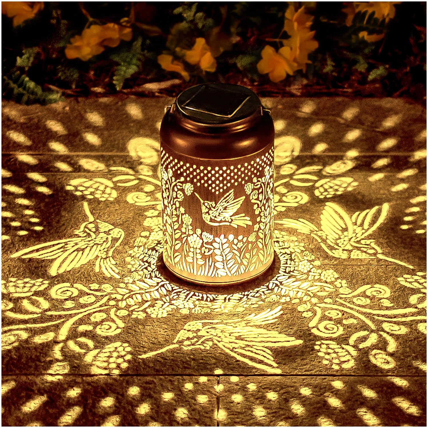 Hummingbird Solar Lanterns Outdoor Hanging Waterproof Solar Lights Hummingbird Gifts for Women Men Metal Bird Decorative LED Lan
