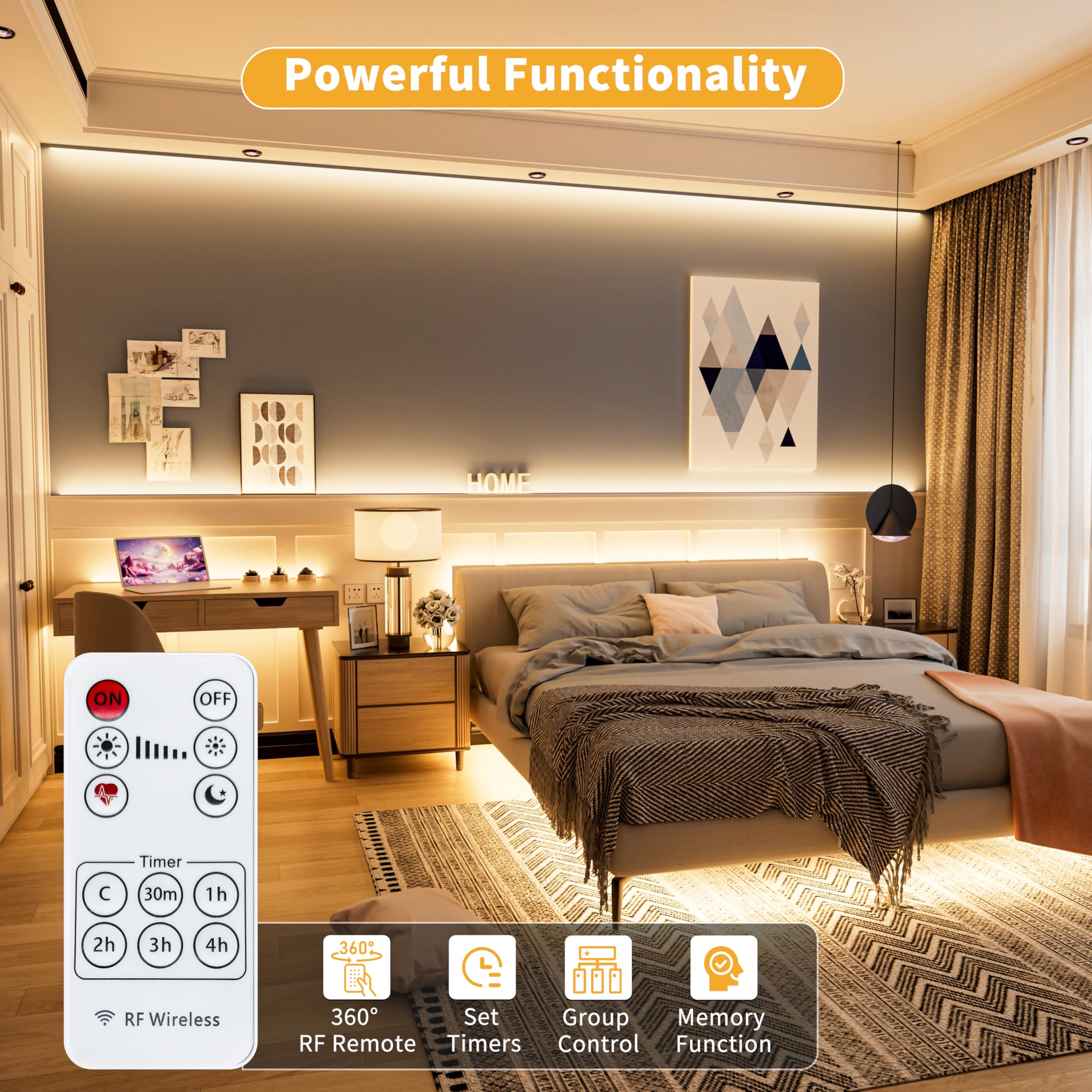 Pautix 5V Usb Cob Led Strip Light 6.56Ft/2M 1200Lm, 640Leds Dimmable 3000K Warm White Cri90+ With Rf Remote Tv Backlight,Flexibl