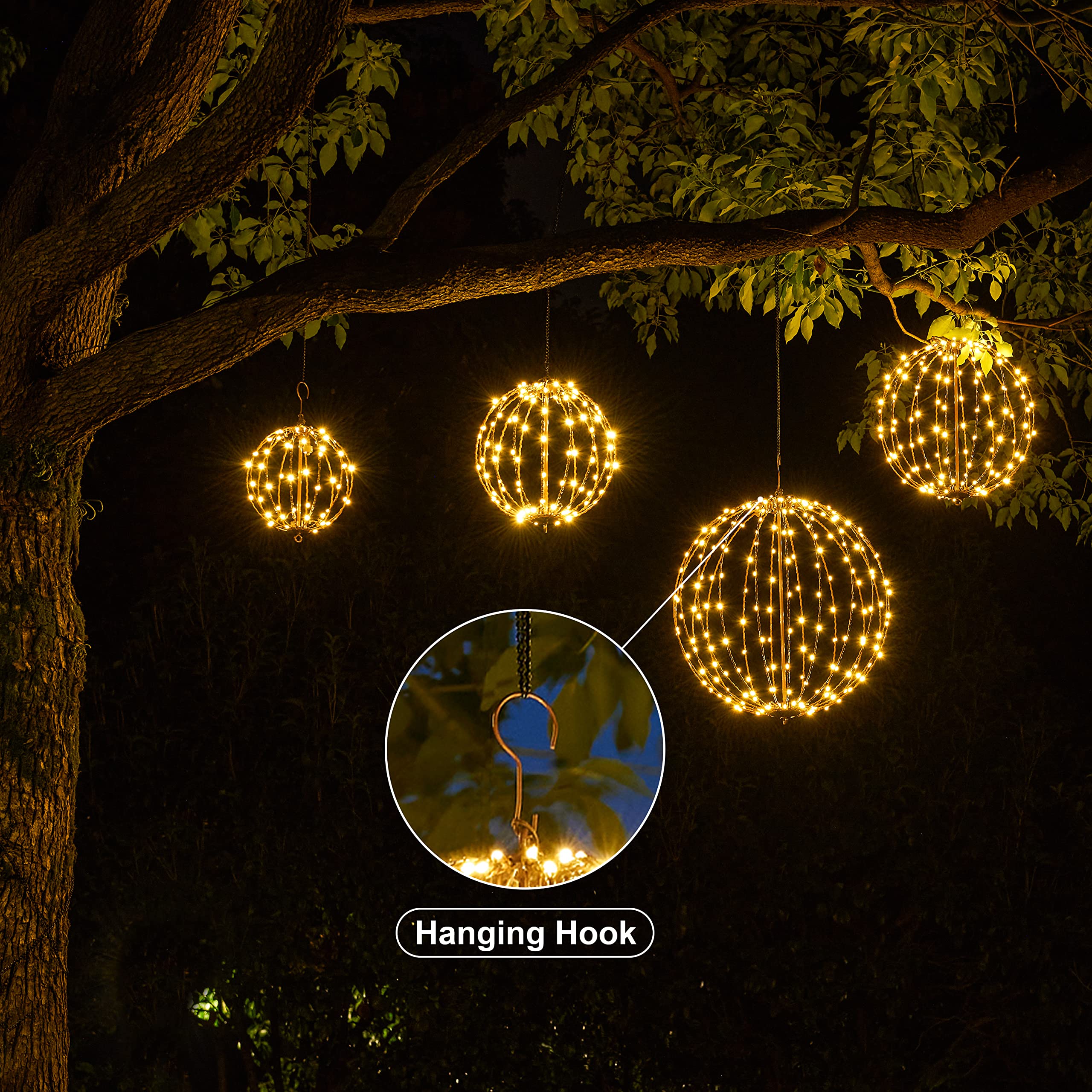 Lightshare 16In 128Led Light Ball Yard Decoration Pathway Lights Sphere Light With Fold Flat Metal Frame Indoor Outdoor Waterpro