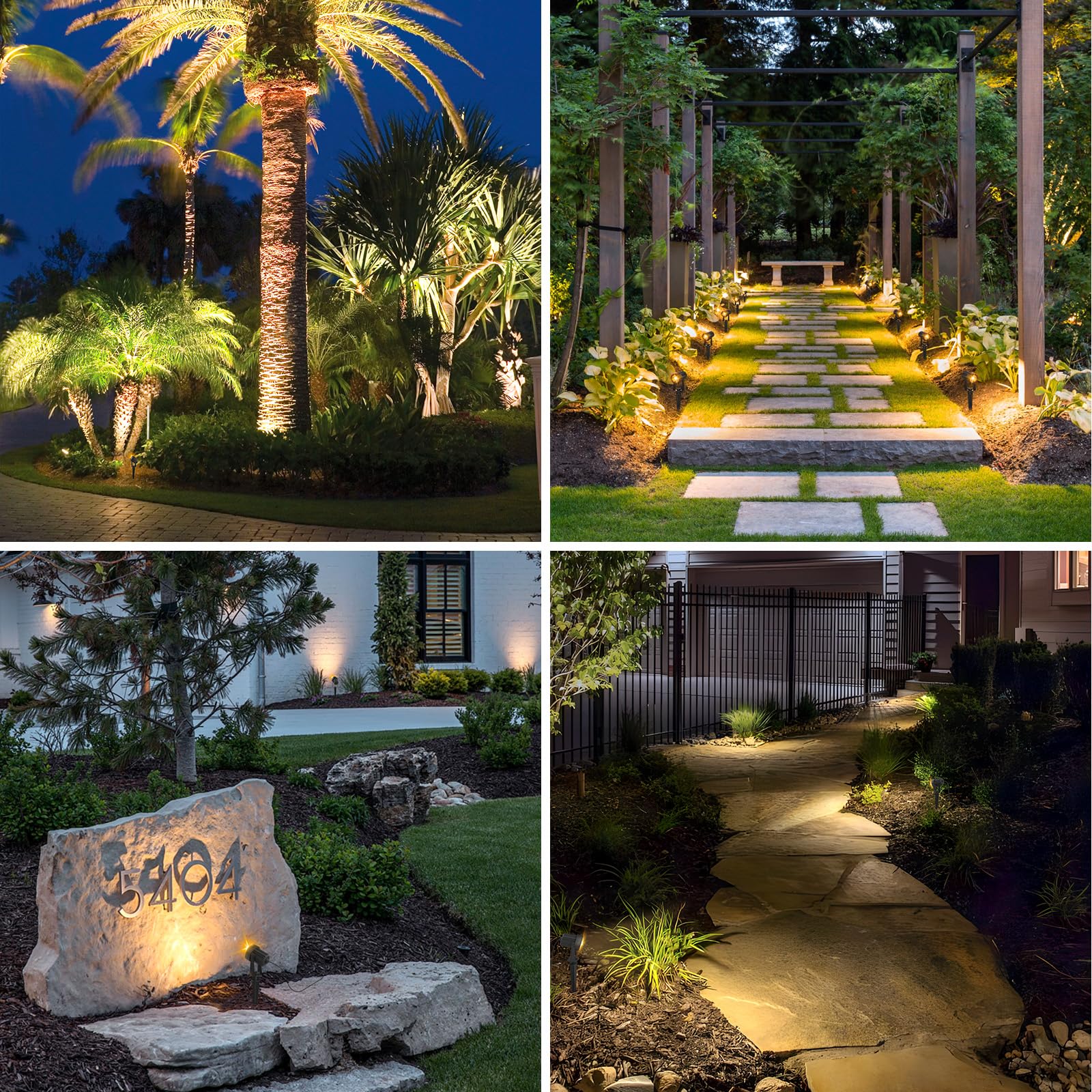 APONUO Solar Spot Lights - 4-in-1 Outdoor Uplights, IP65 Waterproof, Warm White, 9.8ft Cable, Model 18144BDR