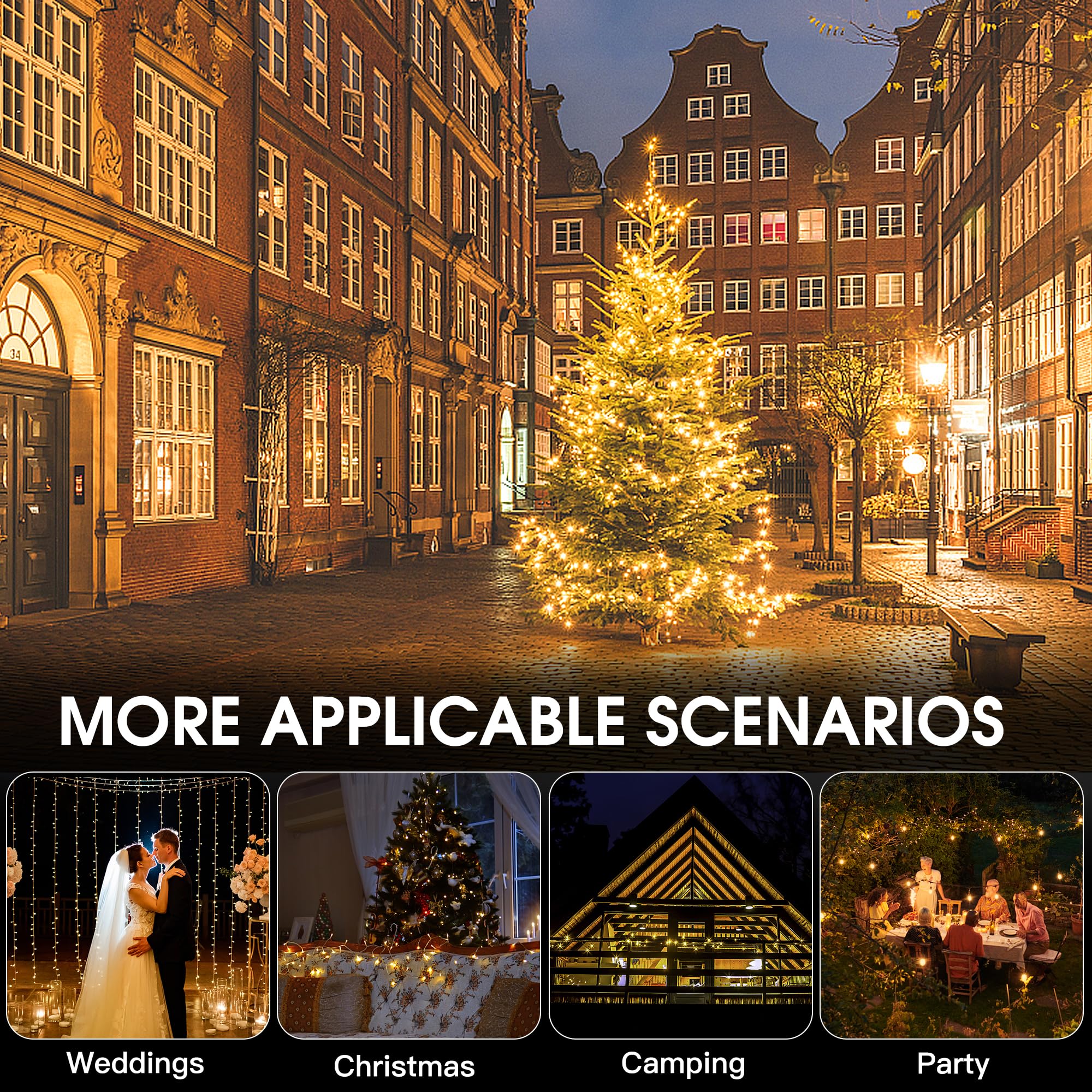 Vimorg Solar String Lights Outdoor, 2 Pack 170Ft 480 Led Waterproof Solar Christmas Lights With 8 Lighting Modes For Tree Xmas Decorations