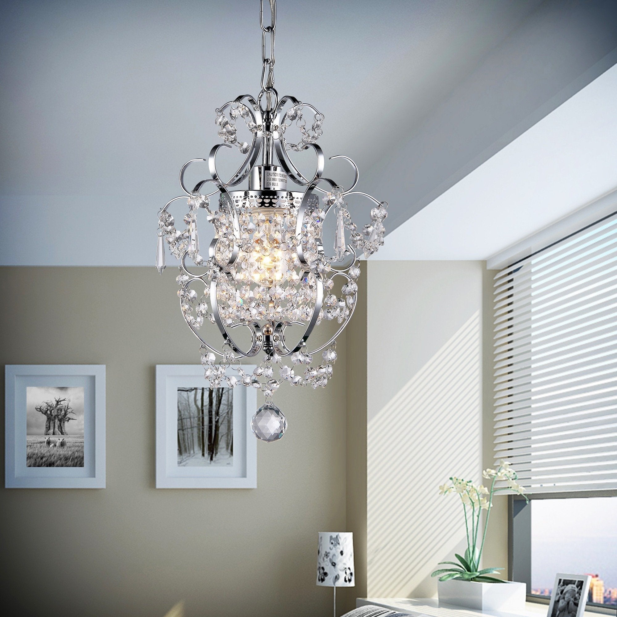 Warehouse of Tiffany Jess Crystal Chandelier, 11" x 15", Chrome, Silver and Transparent, Model RL4025