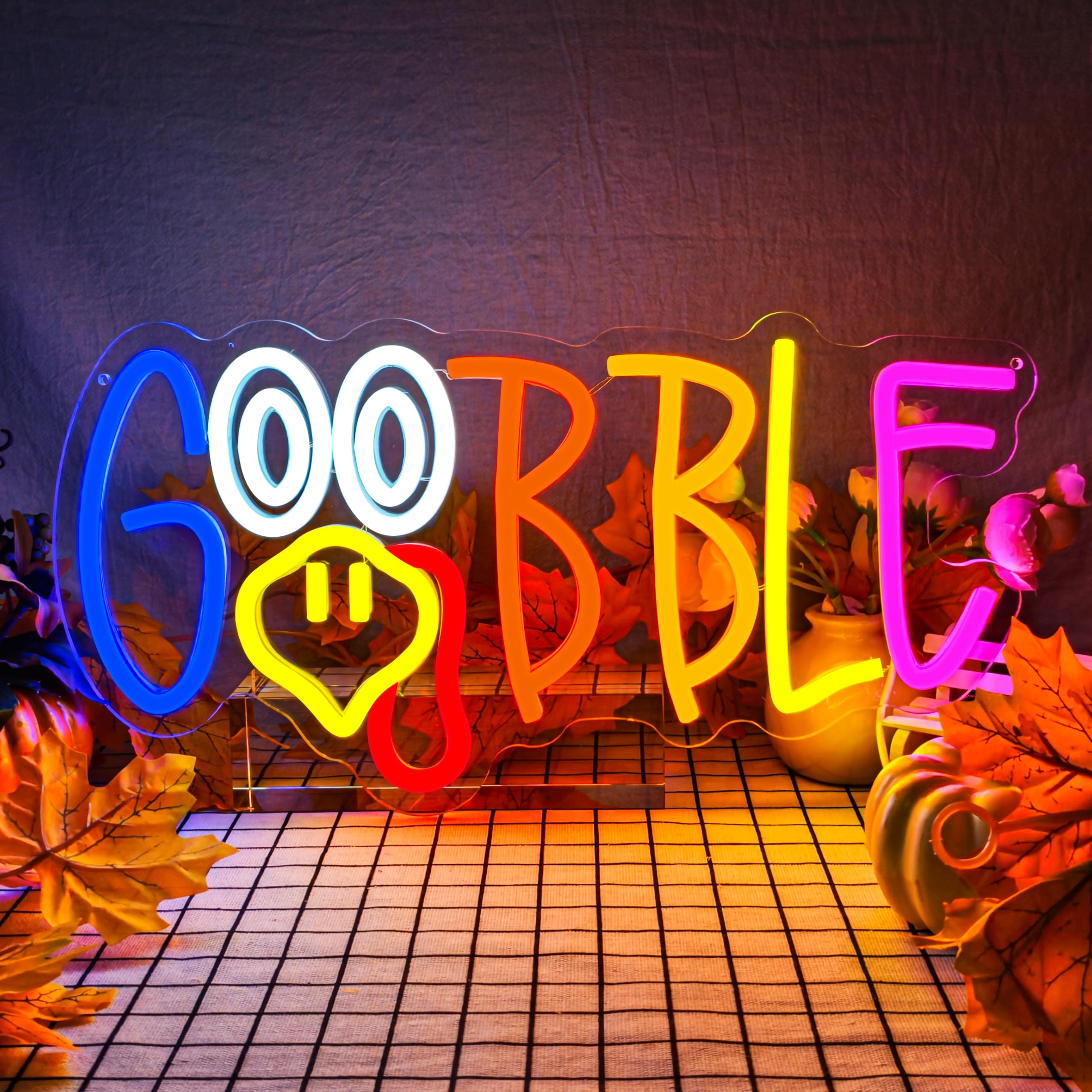Turkey Neon Sign Thanksgiving Neon Sign For Wall Decor Dimmable Turkey Led Lights Gobble Neon Light Up Sign For Door Wall Art Window Home Party