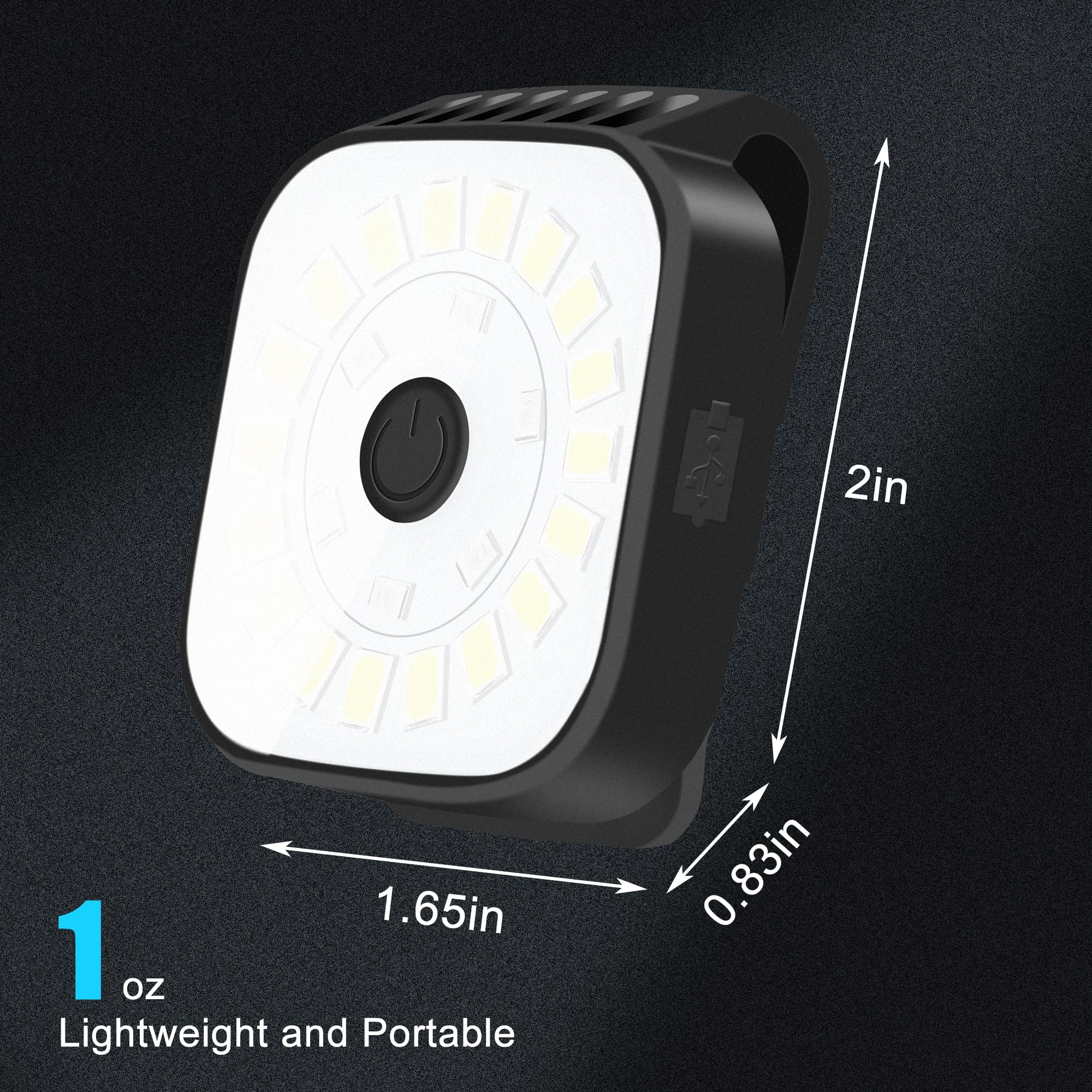 redaica Running Lights - Rechargeable Clip-On Flashlight, 4 Modes, 2 Pack, Black, Model RD158