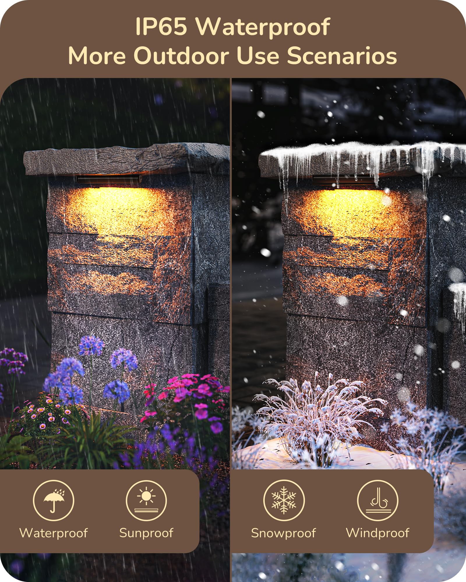 EDISHINE 8 Pack Retaining Wall Lights, 7 in LED Hardscape Lighting, 12V AC/DC 2W 2700K Low Voltage Paver Light, IP65 Waterproof