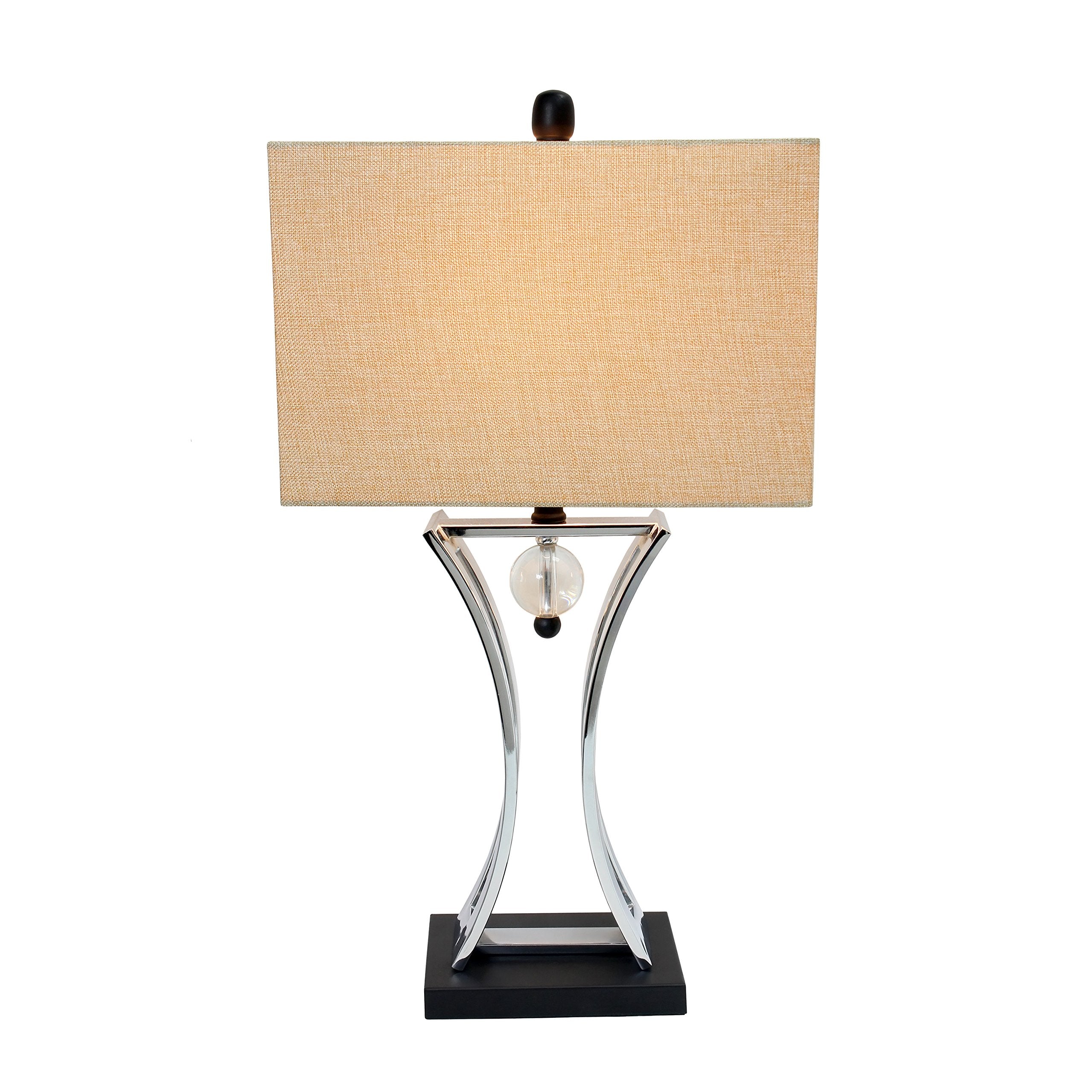 Elegant Designs Lt2001-Chr Conference Room Hourglass Shape Pendulum Table Lamp With Black Base, Brushed Chrome Finish