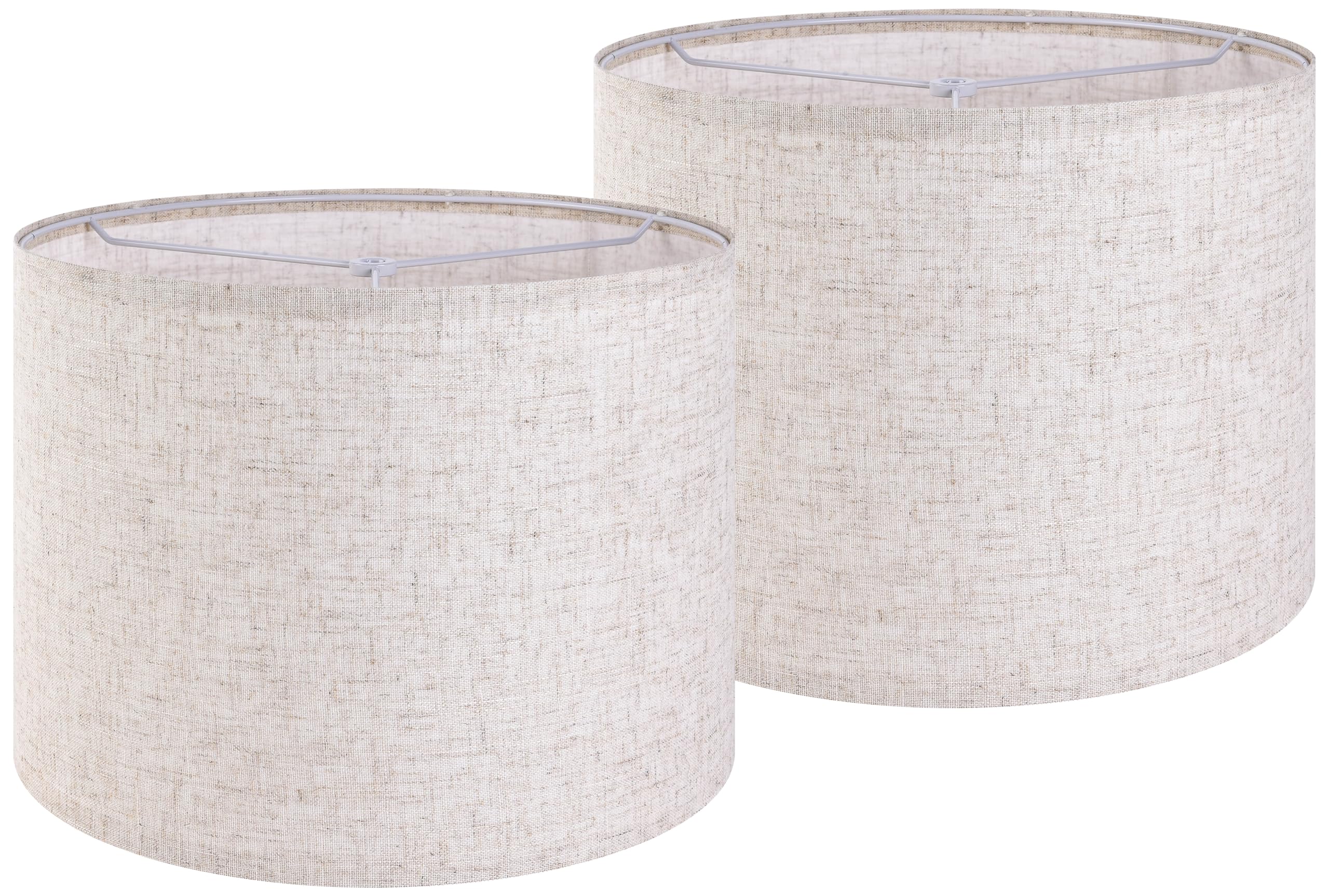 Large Drum Lamp shades Set of 2 Oatmeal Linen Lampshade 16'' Top x 16'' Bottom x 12'' High (Spider) Farmhouse Lampshade for Tabl