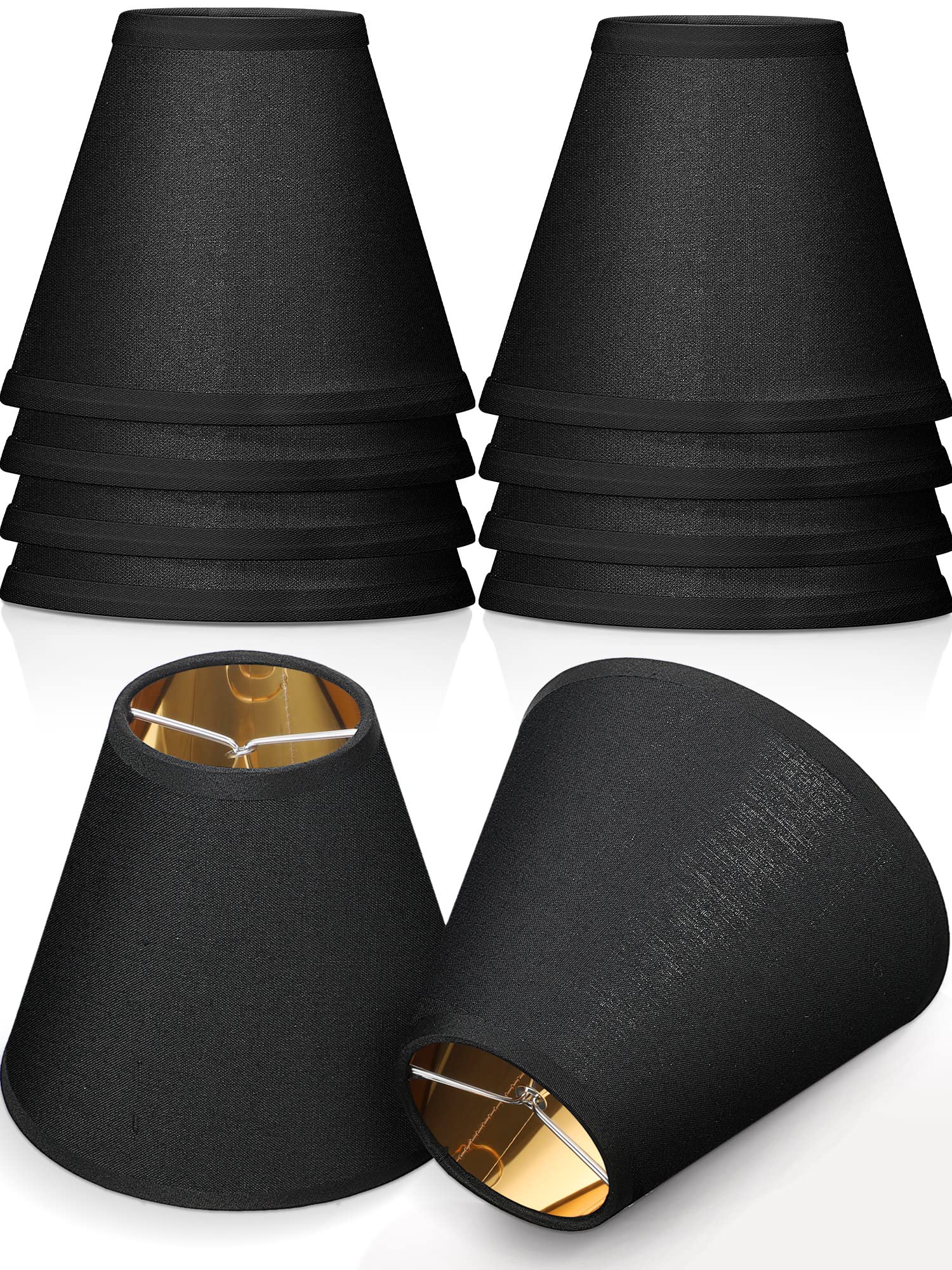 Macarrie 10 Pack Small Lamp Shade Barrel Fabric Lampshade Cover Clip on Table Floor Lamp Wall 3 x 6 x 5 Rustic Beige Linen Eyes