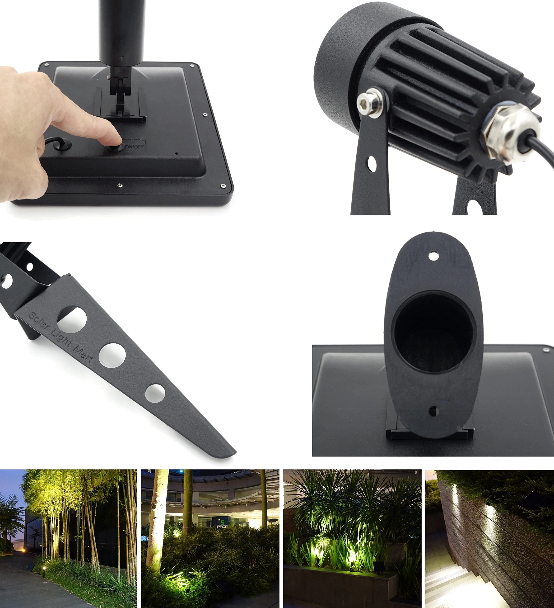 Solar Light Mart Mini 50X LED Spotlight - Warm White, Black, Aluminium, 60-100 Lumen for Outdoor Garden & Landscape Lighting