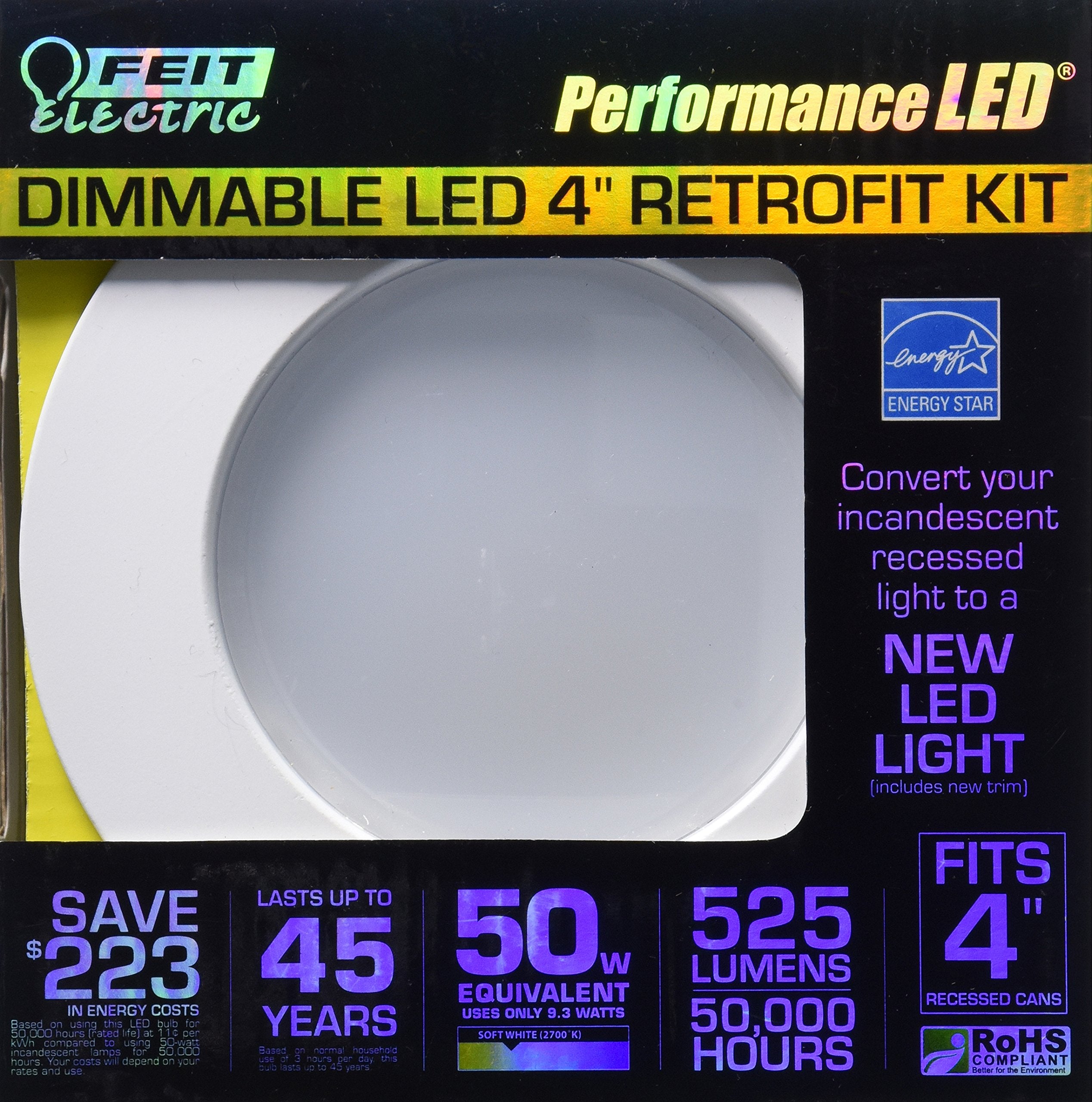 Feit Electric 50 Watt Dimmable Retrofit Kit LED Light 4 Inch Soft White Metal