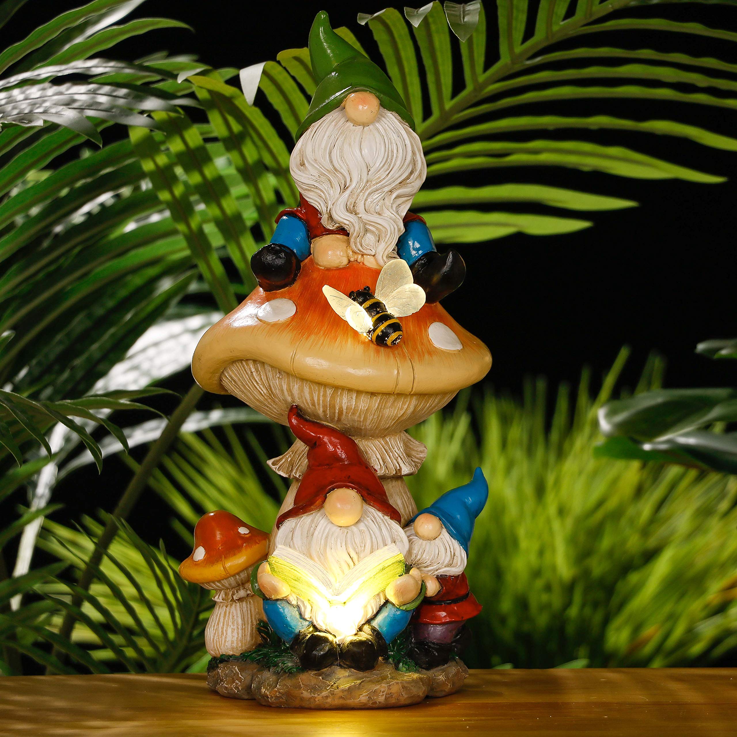 Teresa'S Collections Garden Gnome Statue With Solar Light - 12.6&quot; Resin Outdoor Décor