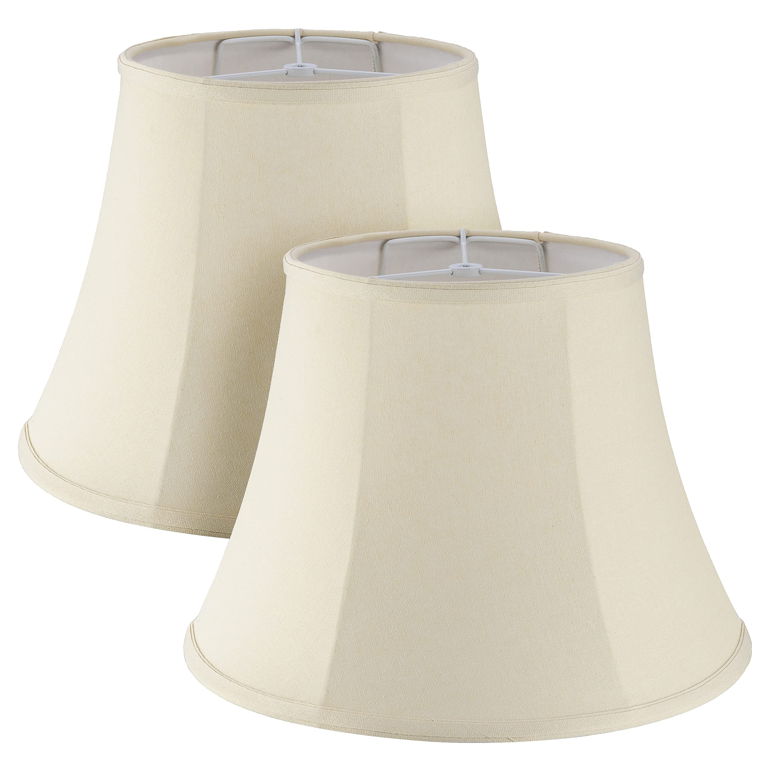 Aspen Creative 38005-2, Bell Collapsible Spider Lamp Shade, Natural, 9 Top x 15 Bottom x 11 Slant Height, Set of 2