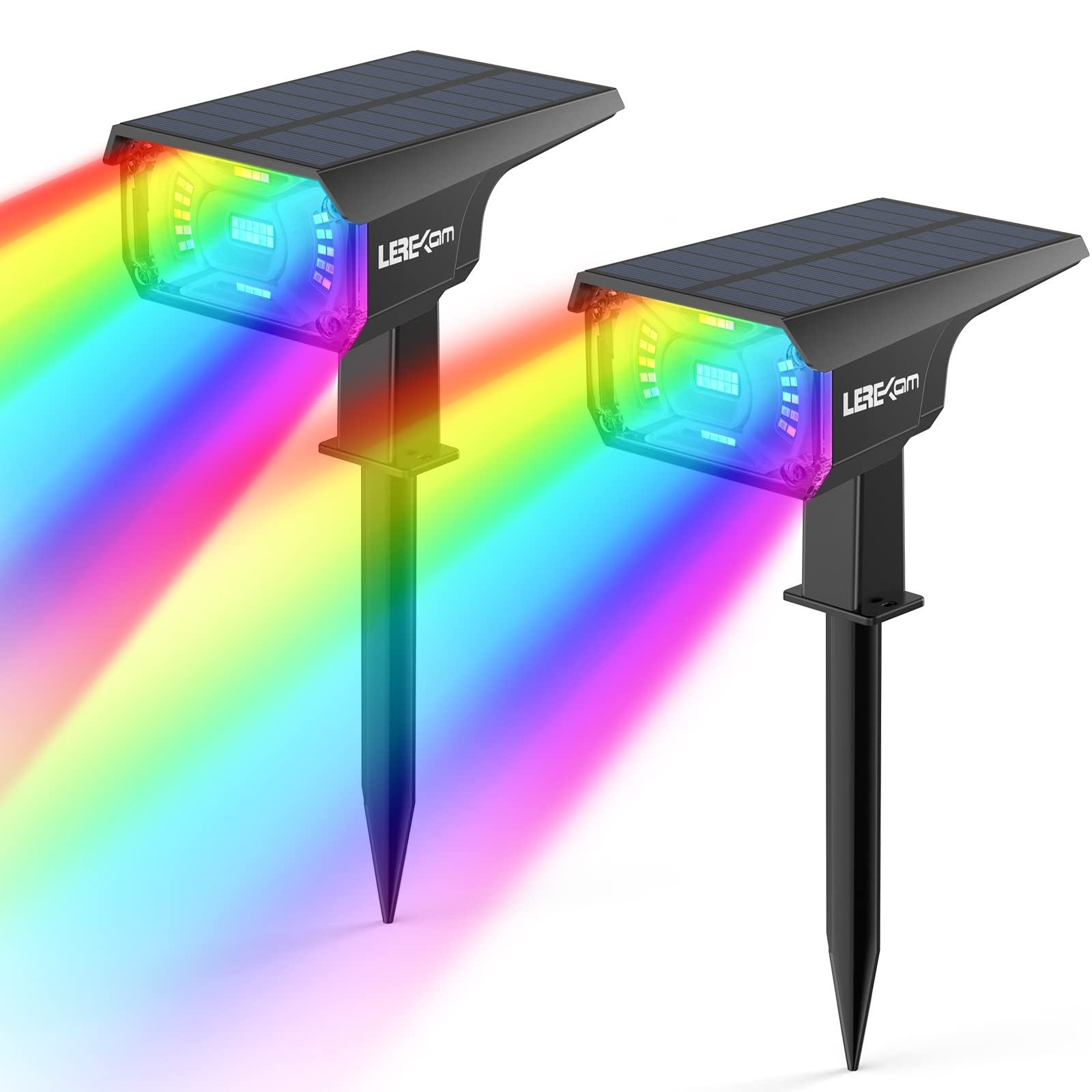 LEREKAM Solar Spotlights Outdoor, 40 LEDs RGB, USB Powered, 2 Pack, Multicolor, Model C2