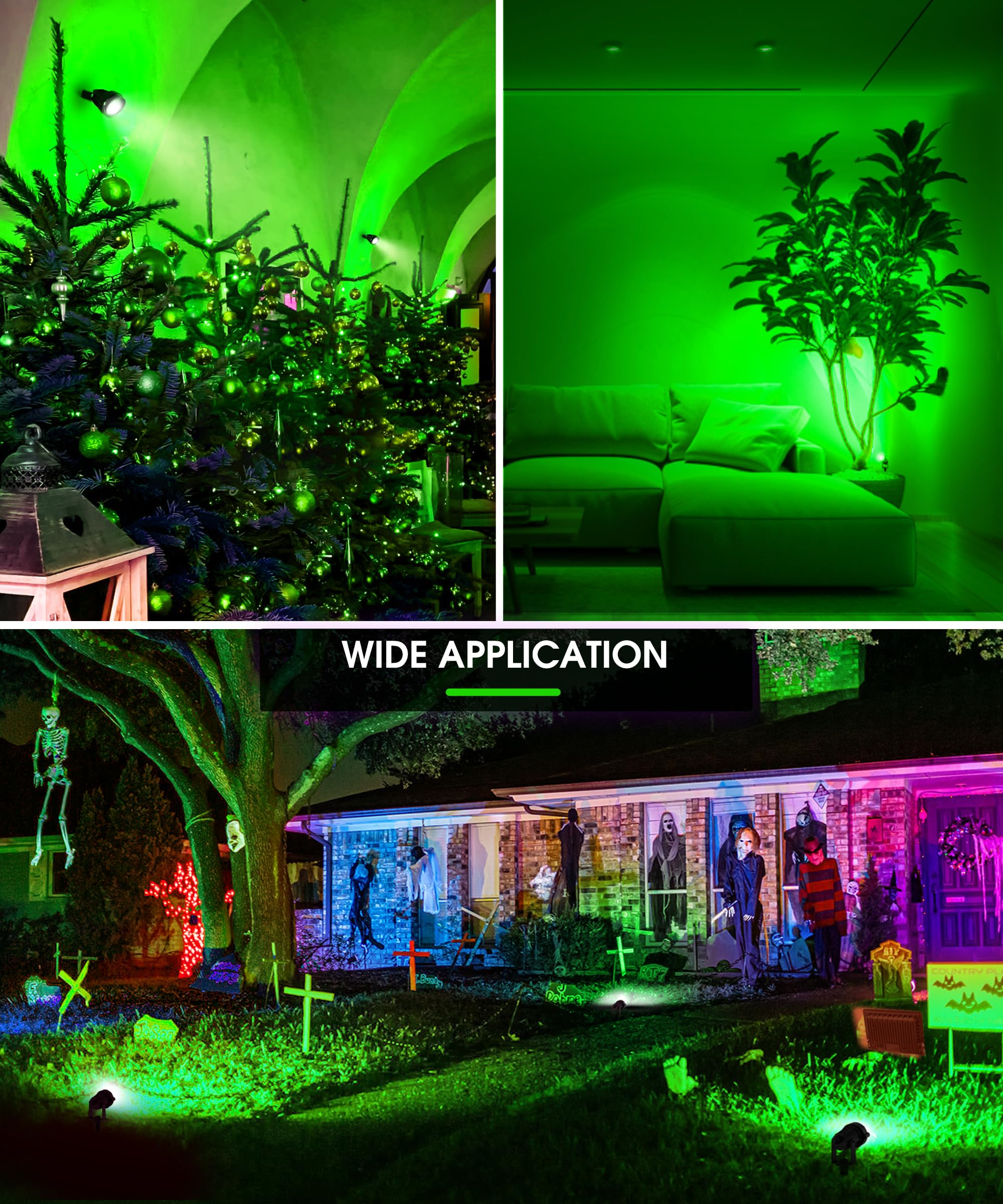 LOHAS Green Spotlight Outdoor, Christmas Green LED Spot Lights for Yard, Auto On/Off 5W 120V Landscape Lighting for House, Holid