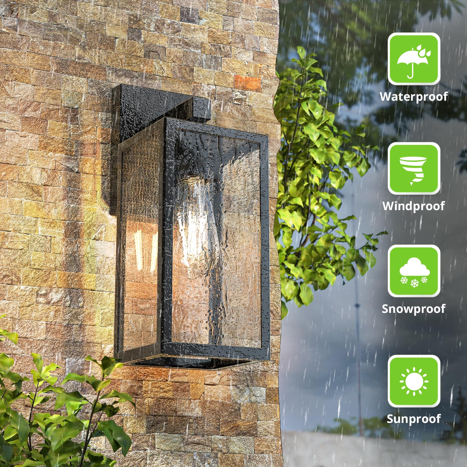 Maxvolador Outdoor Wall Sconce, Extra Large Exterior Waterproof Wall Lantern Lighting Fixtures, Black Porch Lights, Anti-Rust Wa