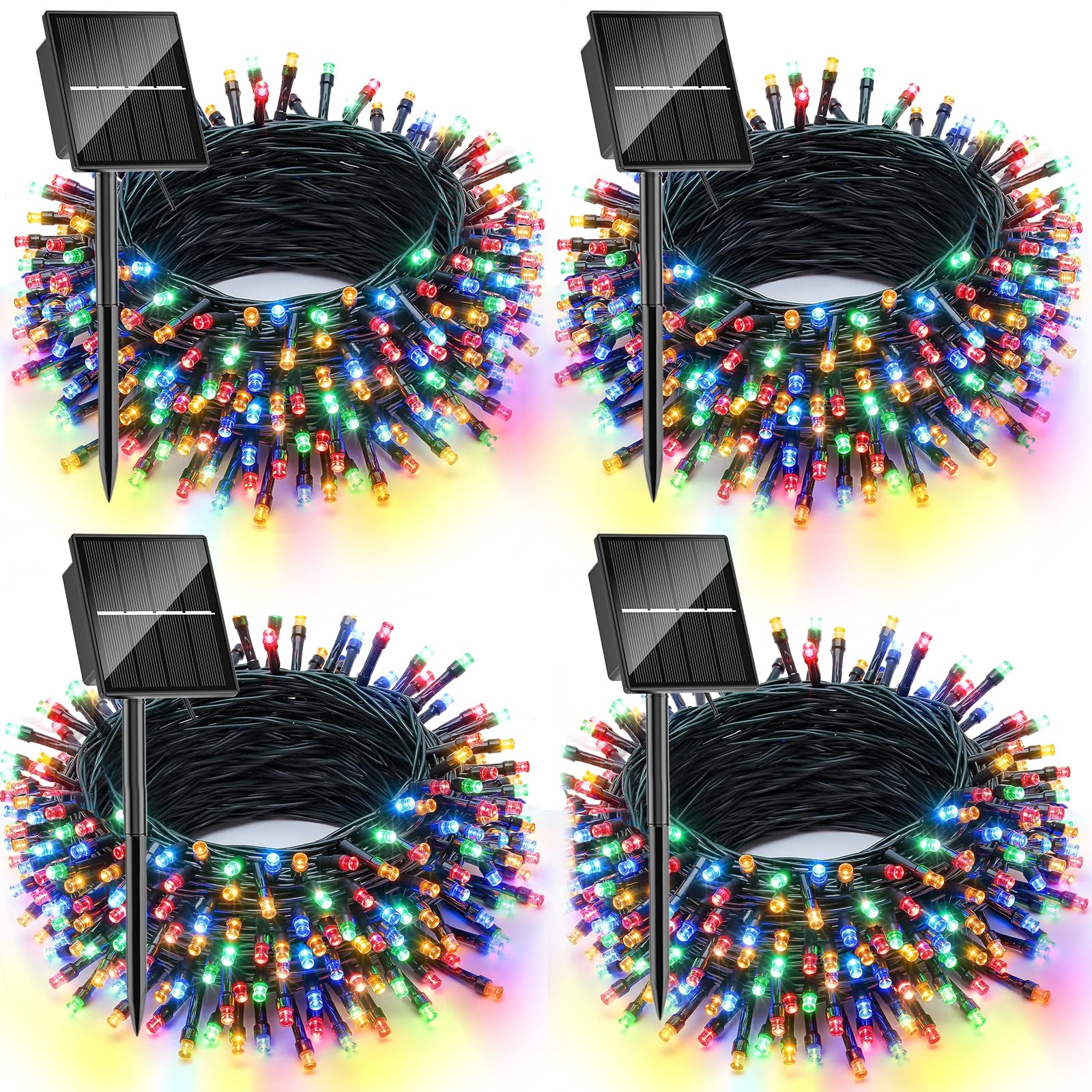 Dolucky Upgrade 4 Pack Solar Christmas Lights Outdoor Waterproof, Total 131FT Color 400 LED Solar Fairy Lights, 8 Modes Solar St