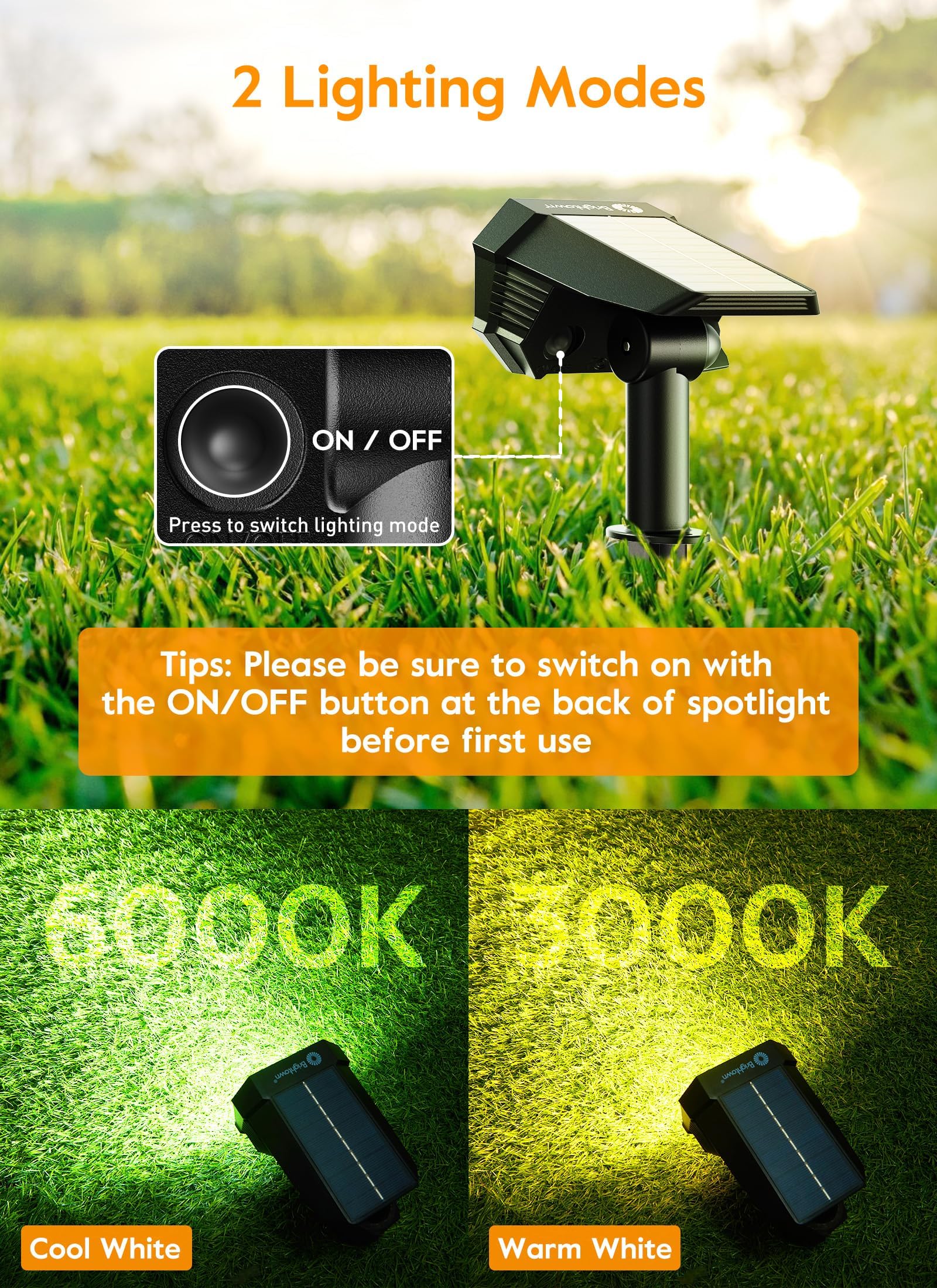 Brightown Solar Spot Lights Outdoor, 3 Modes, 8 Pack, Waterproof, Cool & Warm White, Remote Control, Model 4