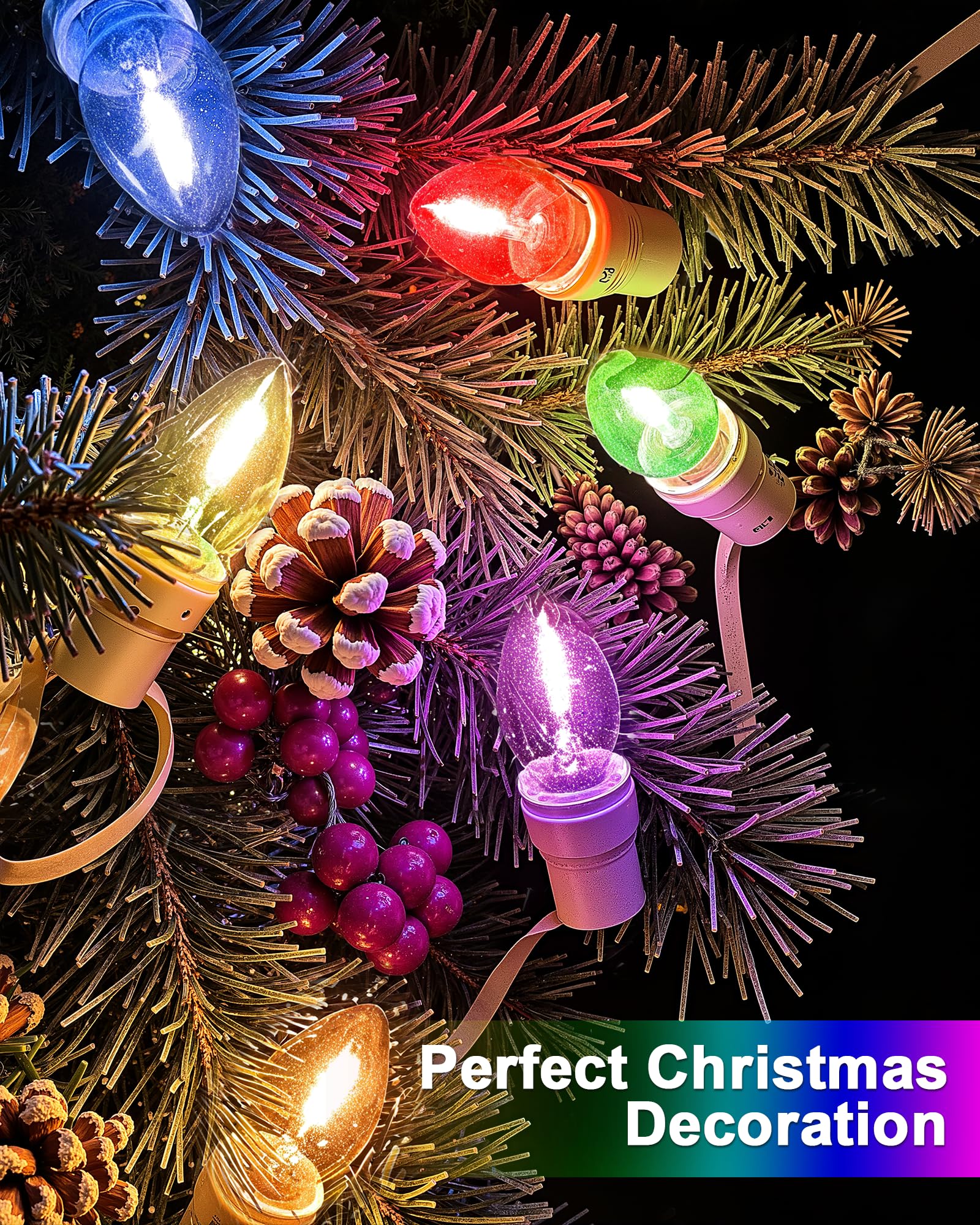 EvaStary C7 LED Green Candle Light Bulbs, 0.6W Equivalent, 6 Pack for Indoor/Outdoor Christmas & Party Decor