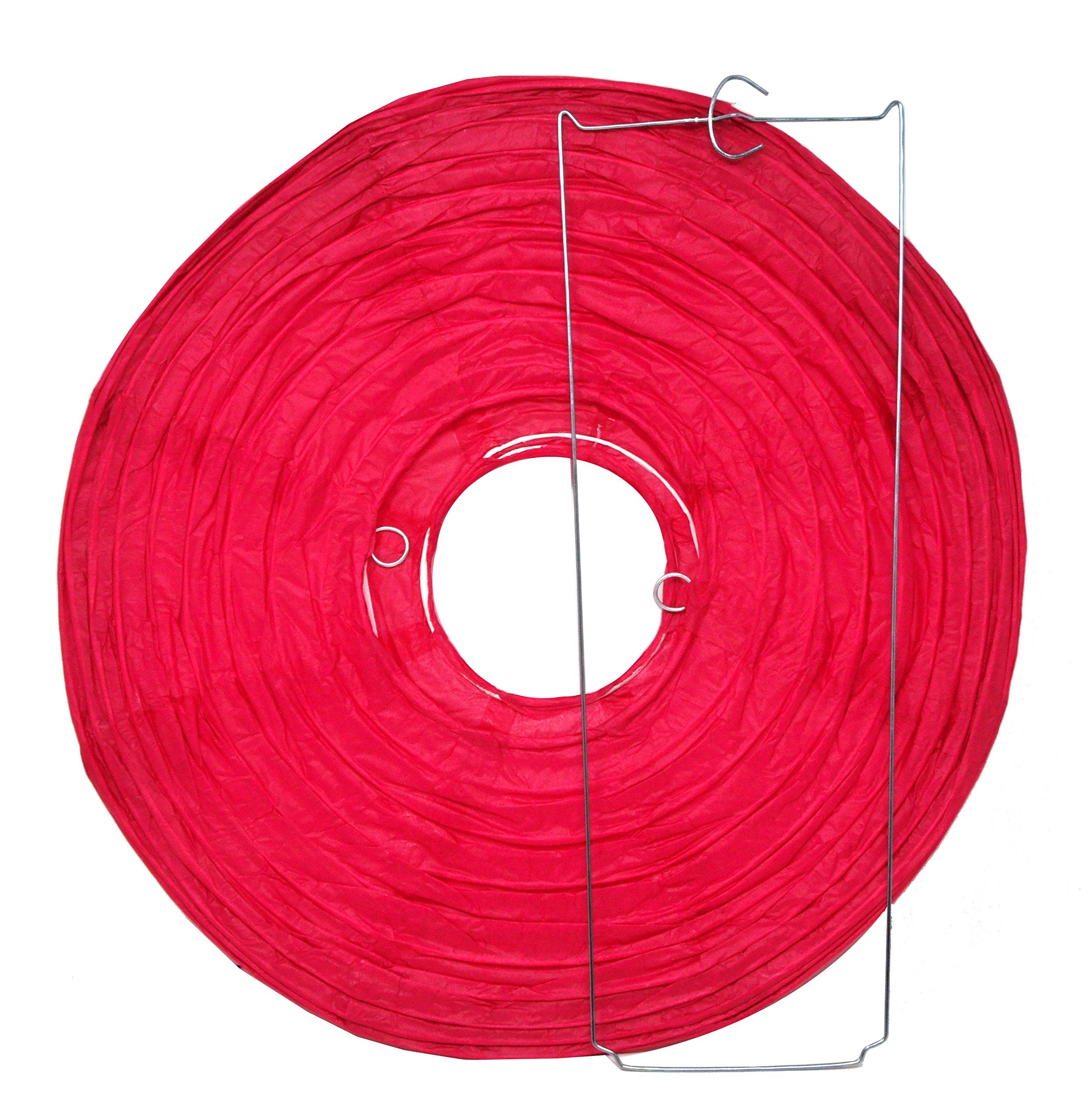 Mudra Crafts Paper Lanterns - 12 in Red Round Japanese Chinese Decorative Hanging Ceiling Lamp Shade