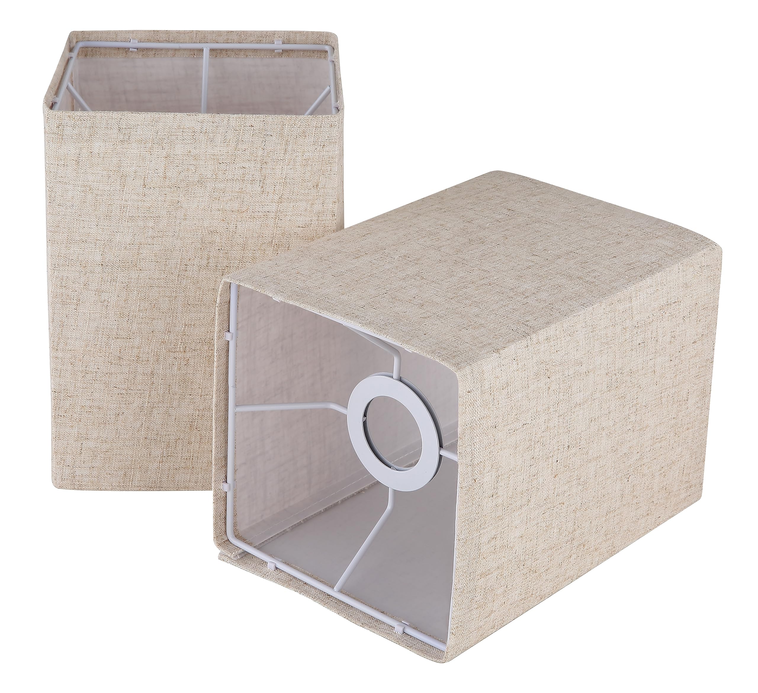 Ruiever Square Lampshades Set of 2, Linen Lampshades L6.3&quot;x W6.3&quot; x H9.84&quot; High, Easy Assembly Replacement Fabric Lampshades for Table Lamps Floor Lamps, Beige Color Lampshade,