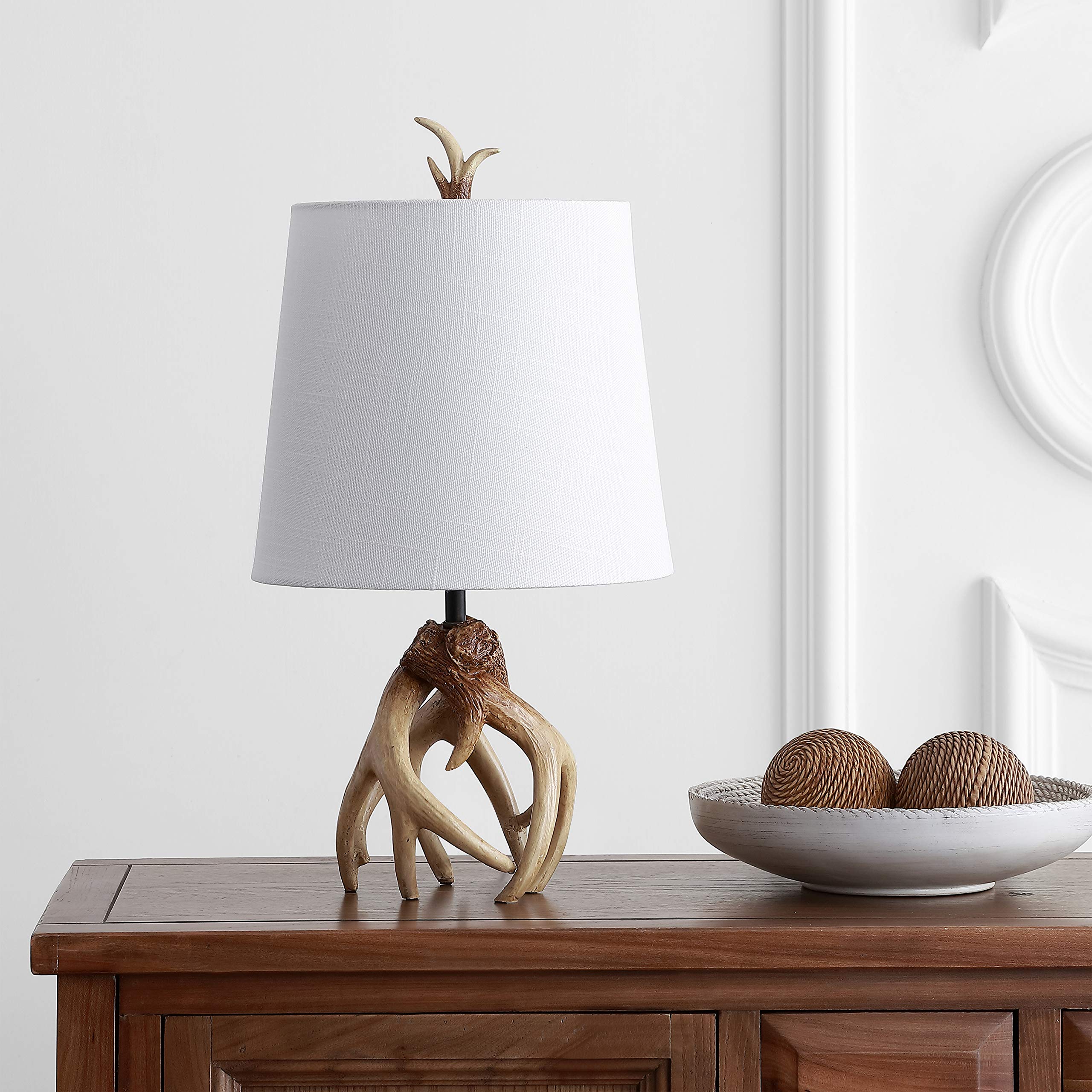 JONATHAN Y Vermont Antler Resin LED Table Lamp 19in Natural, Model JYL4034A, for Bedroom Living Room Office