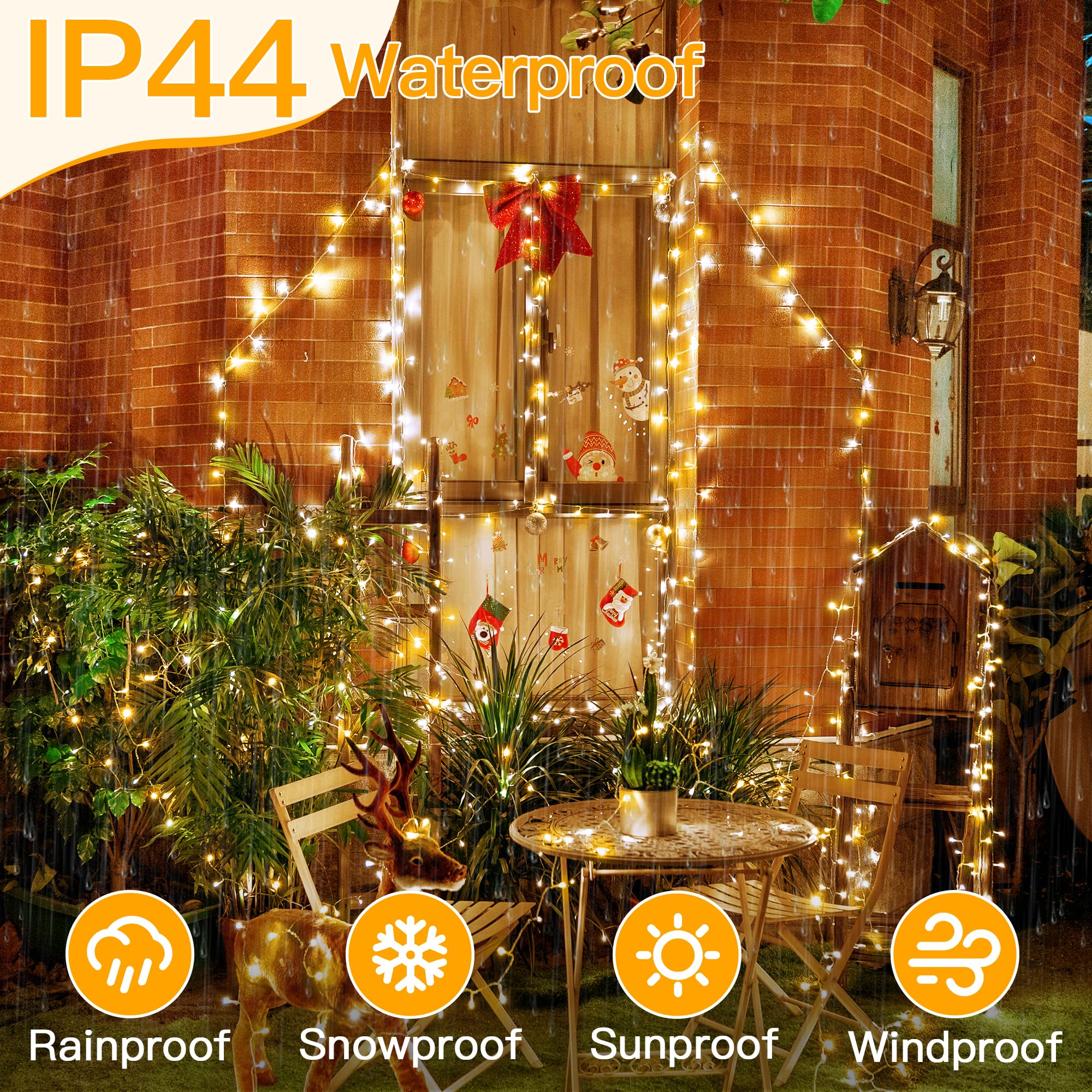 Ollny Warm White And Cool White Christmas Lights Waterproof  400Led 131Ft String Lights With Remote 3 Timer  Plug In 8 Modes Fairy Light For Xmas Tree Indoor Bedroom House Decorations