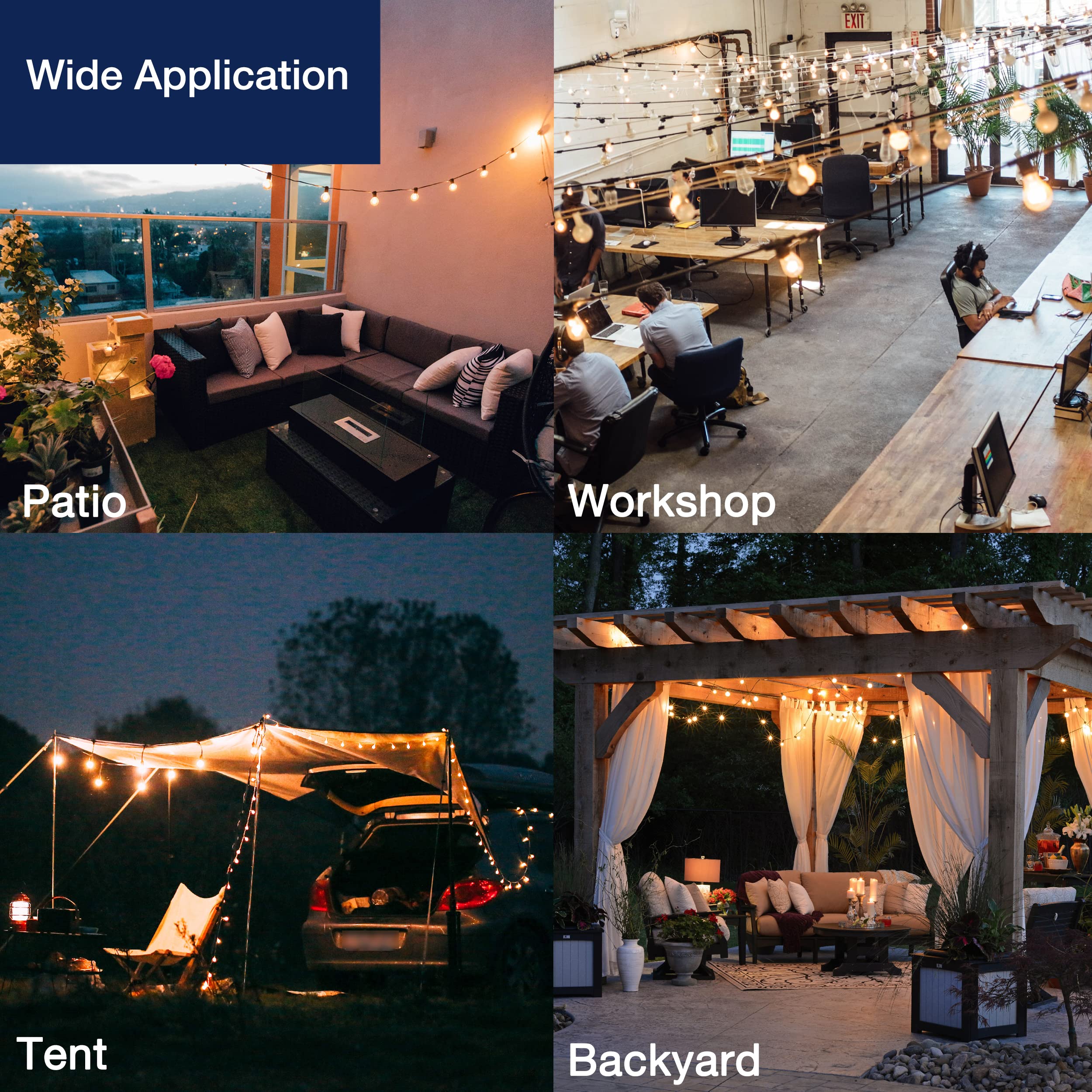 Flsnt 24 Pack Led S14 Replacement Light Bulbs, Shatterproof Waterproof 1W Outdoor String Light Bulbs, E26 Regular Base, 2200K Warm White, Cri80, Non-Dimmable