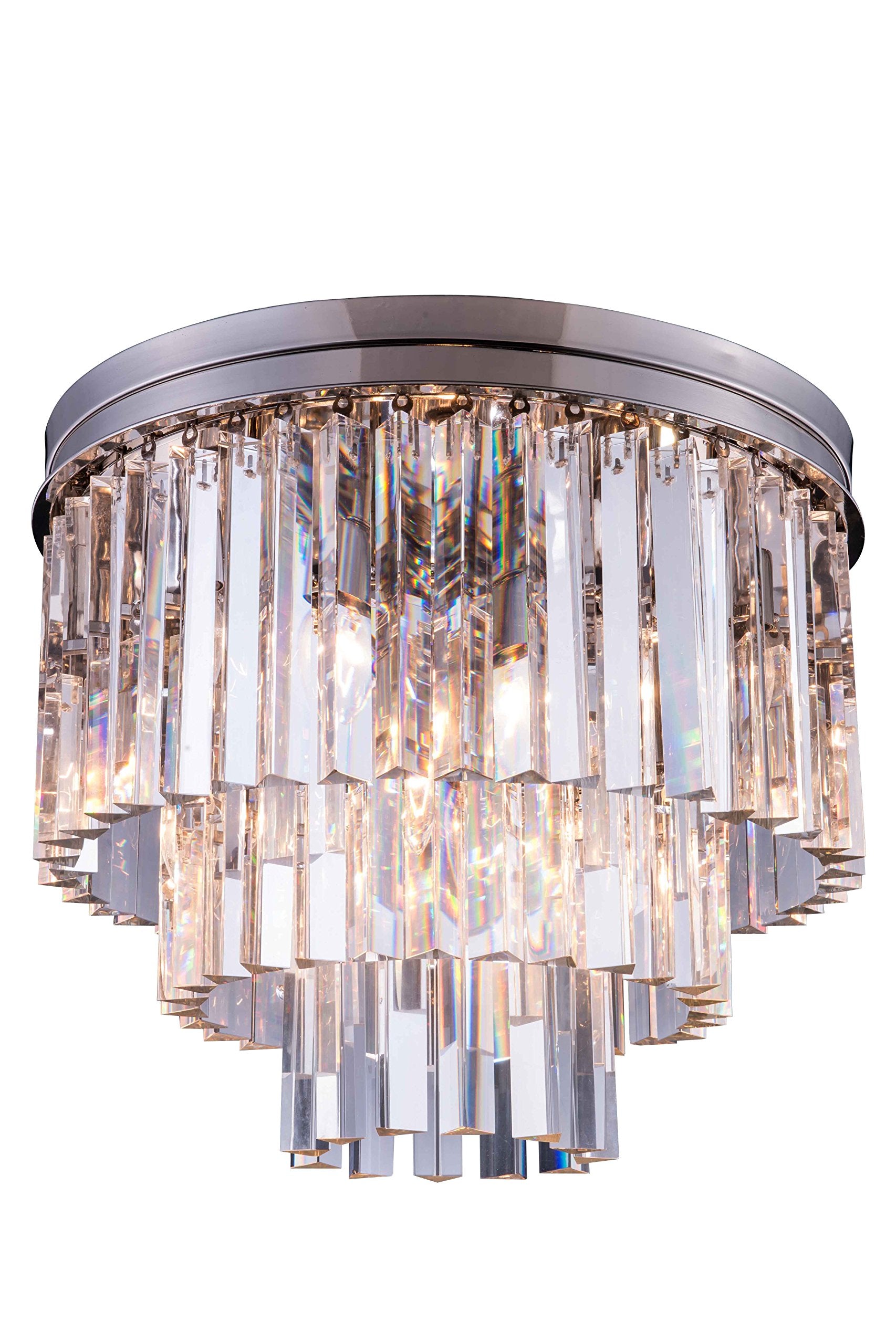 Elegant Lighting 9-Light Flush Mount, Polished Nickel, Royal Cut Crystals, 20in - Model 1201F20PN/RC