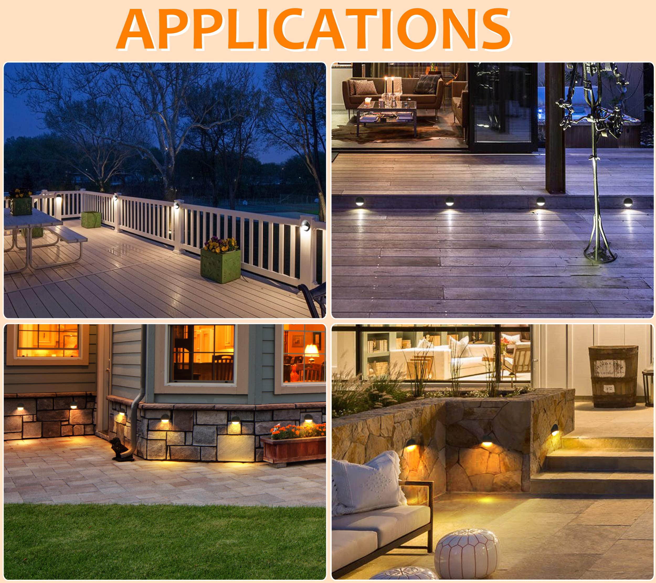 Cloudy Bay [6 Pack] 3Cct Low Voltage Led Deck Lights Outdoor,2700K/3500K/5000K Selectable,Landscape Step Stair Railing Fence Lig