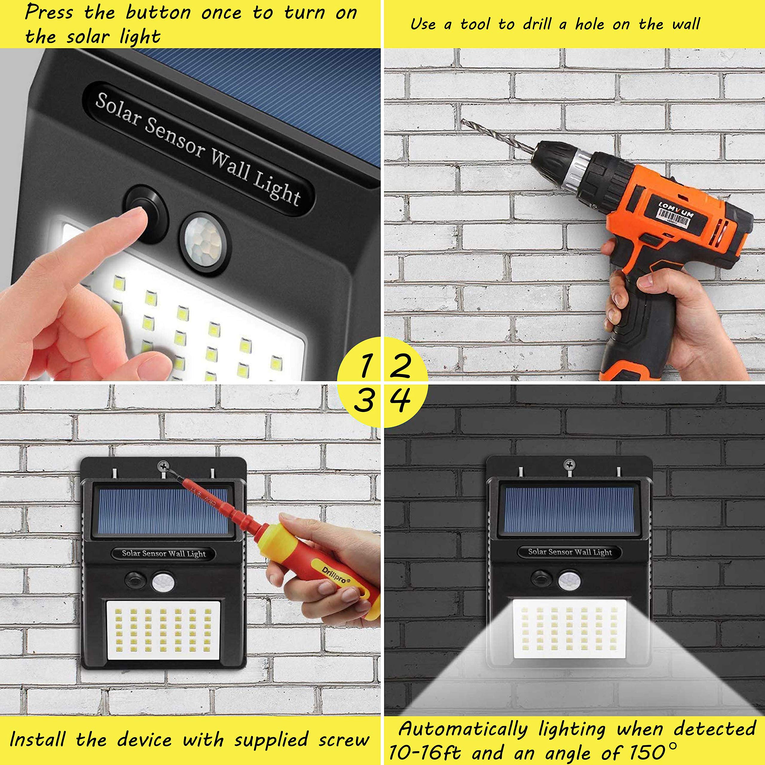 Solar Sensor Lights Outdoor 30 Led Wireless Waterproof Security Solar Motion Sensor Wall Lights For Fence Patio Deck Yard Garden With Motion Activated Auto On/Off