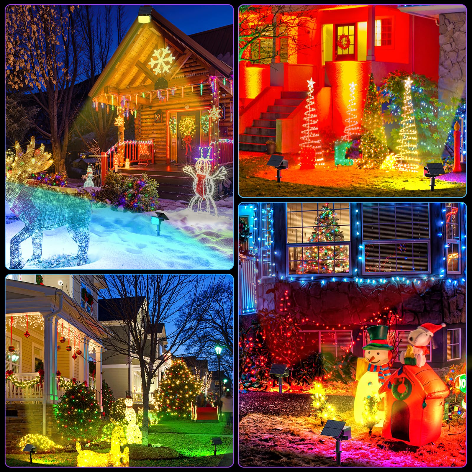 Welalo Solar Color Changing Spot Lights Outdoor, Waterproof Solar Christmas Lights With 9 Modes, Multicolor Rgb Landscape Spotli