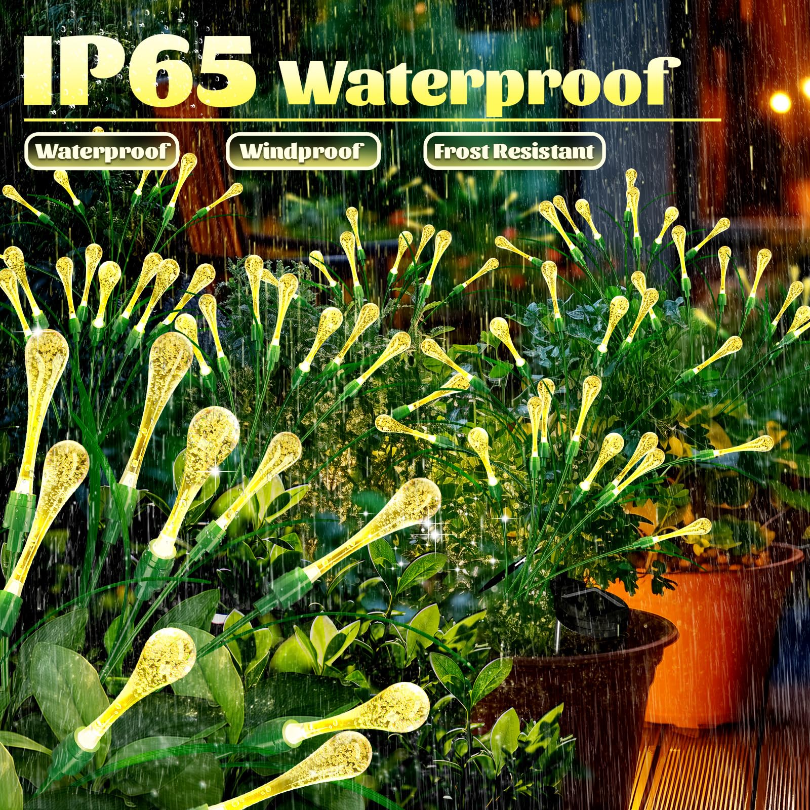 Anordsem Solar Garden Lights Outdoor: 8 Removable Pvc Water Drop Light Heads 2 Pack - Waterproof Diy Fun Decoration For Yard Patio Path - Gardening Gifts For Homeowners Over 30