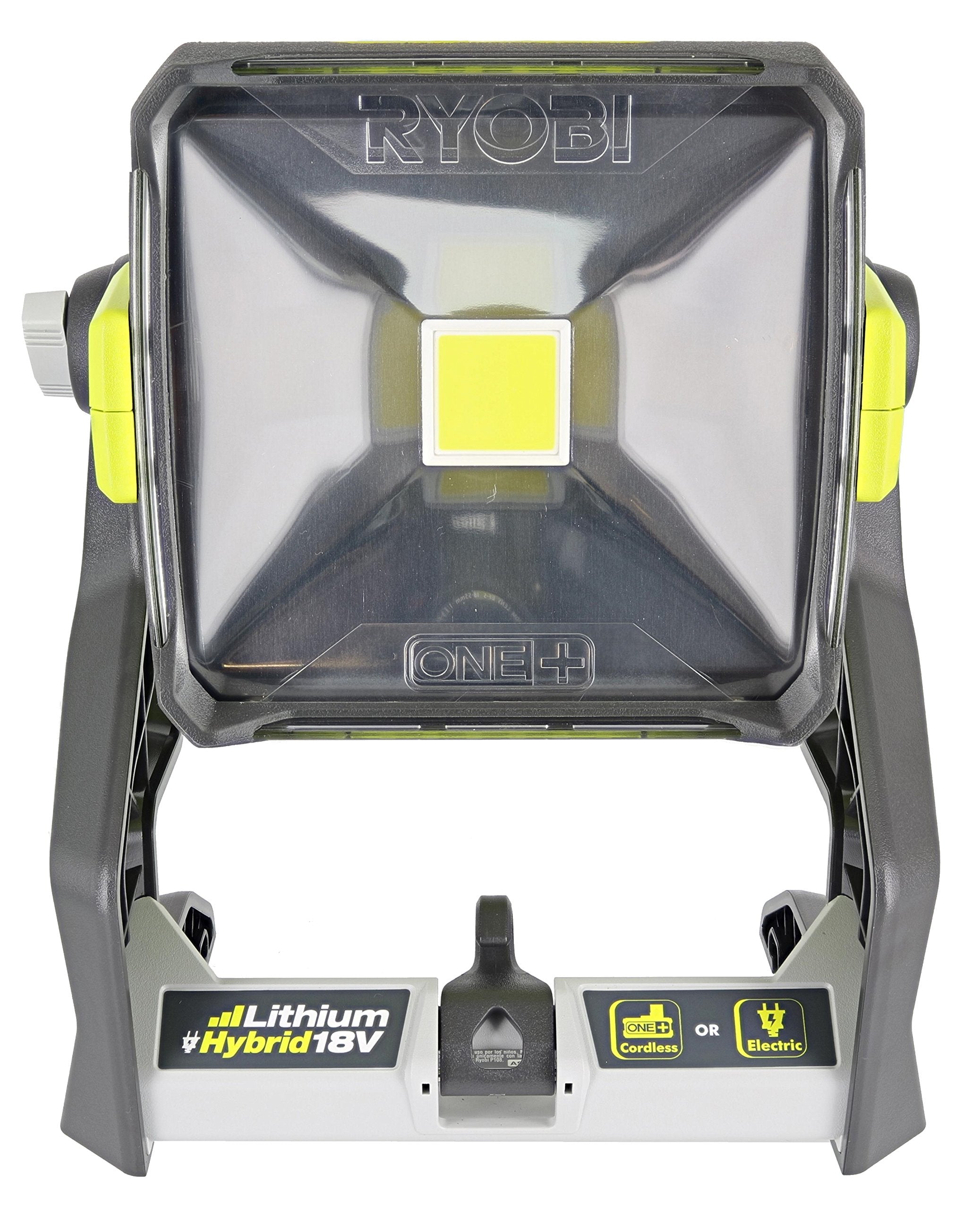 RYOBI P721 LED Work Light - 1,800 Lumen, Hybrid AC/Li-Ion, Metal, Green/Grey, Flat Standing, Mounting Options, Battery Not Included