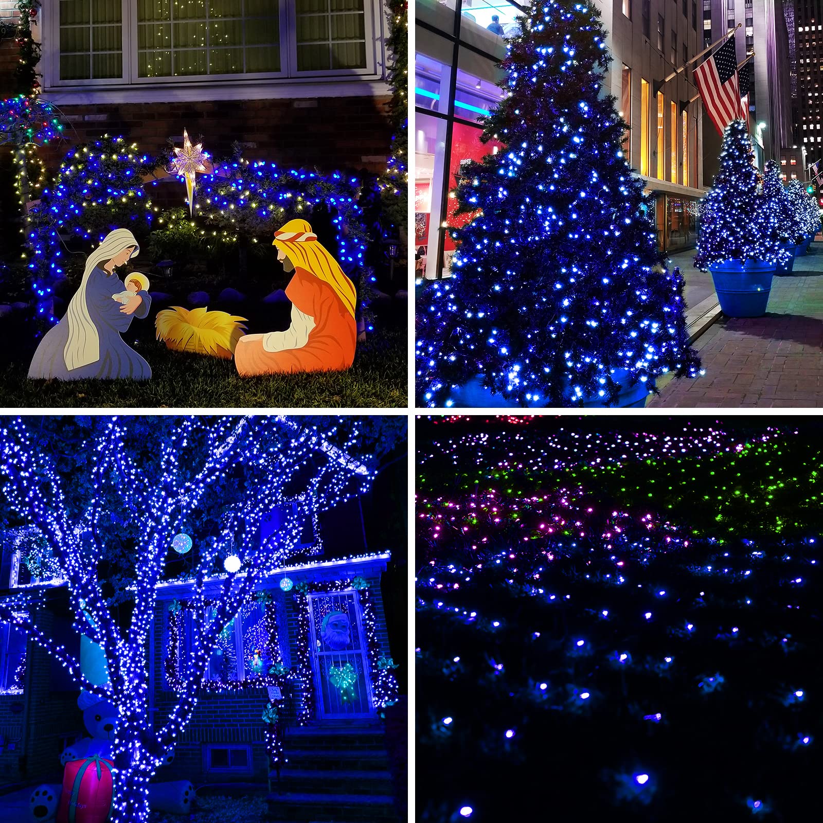 Glownova Green Wire Blue Incandescent Bulb 100 Mini String Lights For Indoor Christmas Tree Garland Birthday Wedding Party Festival Decoration