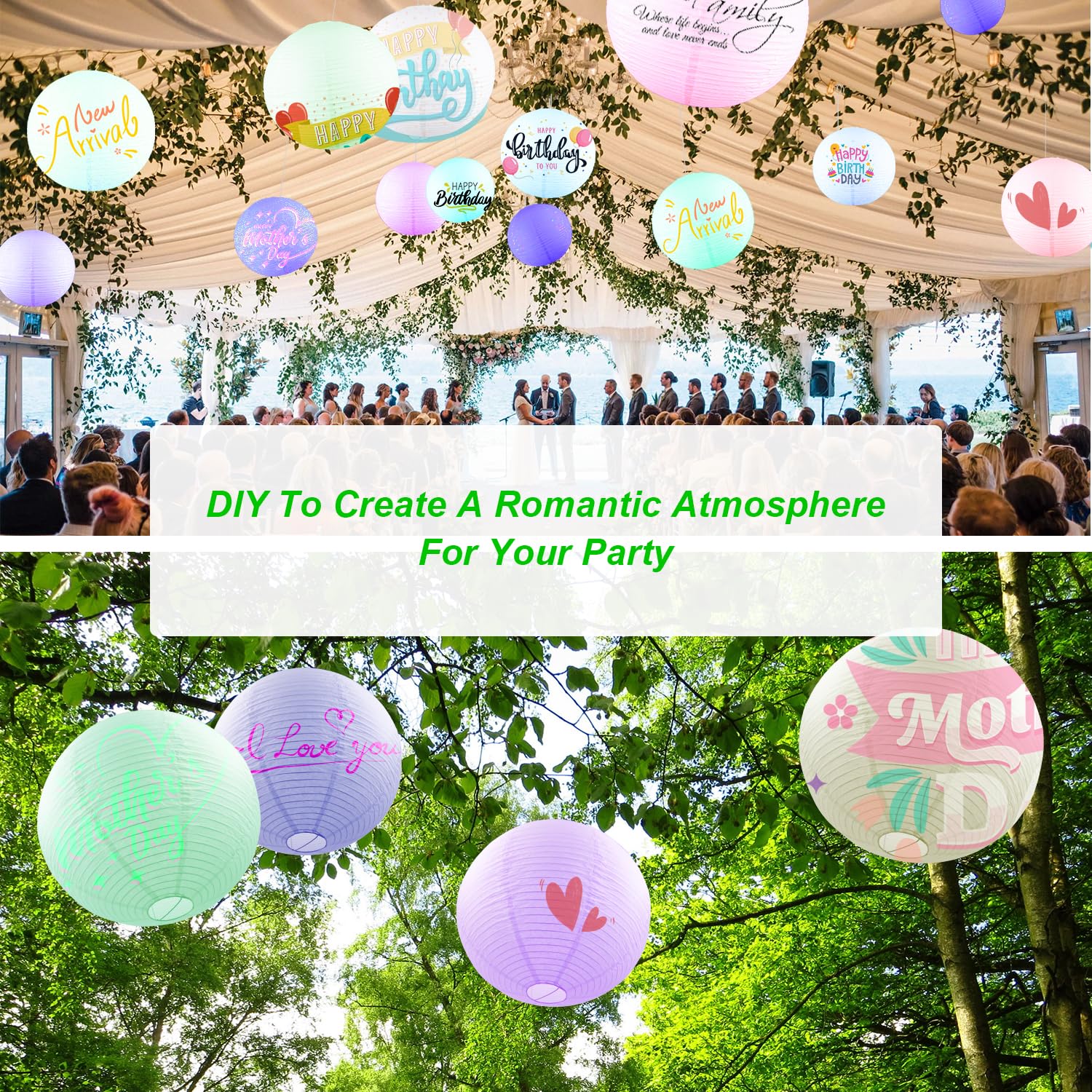 White Round Paper Lanterns-19.68'' Large Hanging Paper Lantern Lamp, Chinese/Japanese Paper Lantern Pendant Light For Party Deco