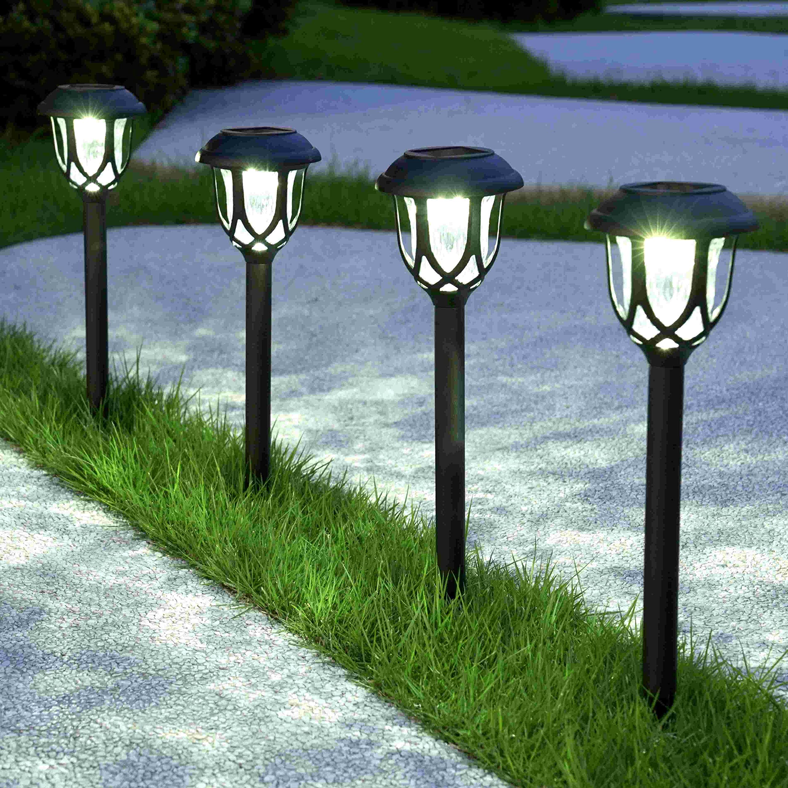 EXCMARK Solar Pathway Lights - 10 Pack, Solar Powered, Black, Cool White, Outdoor Decorative Garden Yard Lights for Walkway and Driveway
