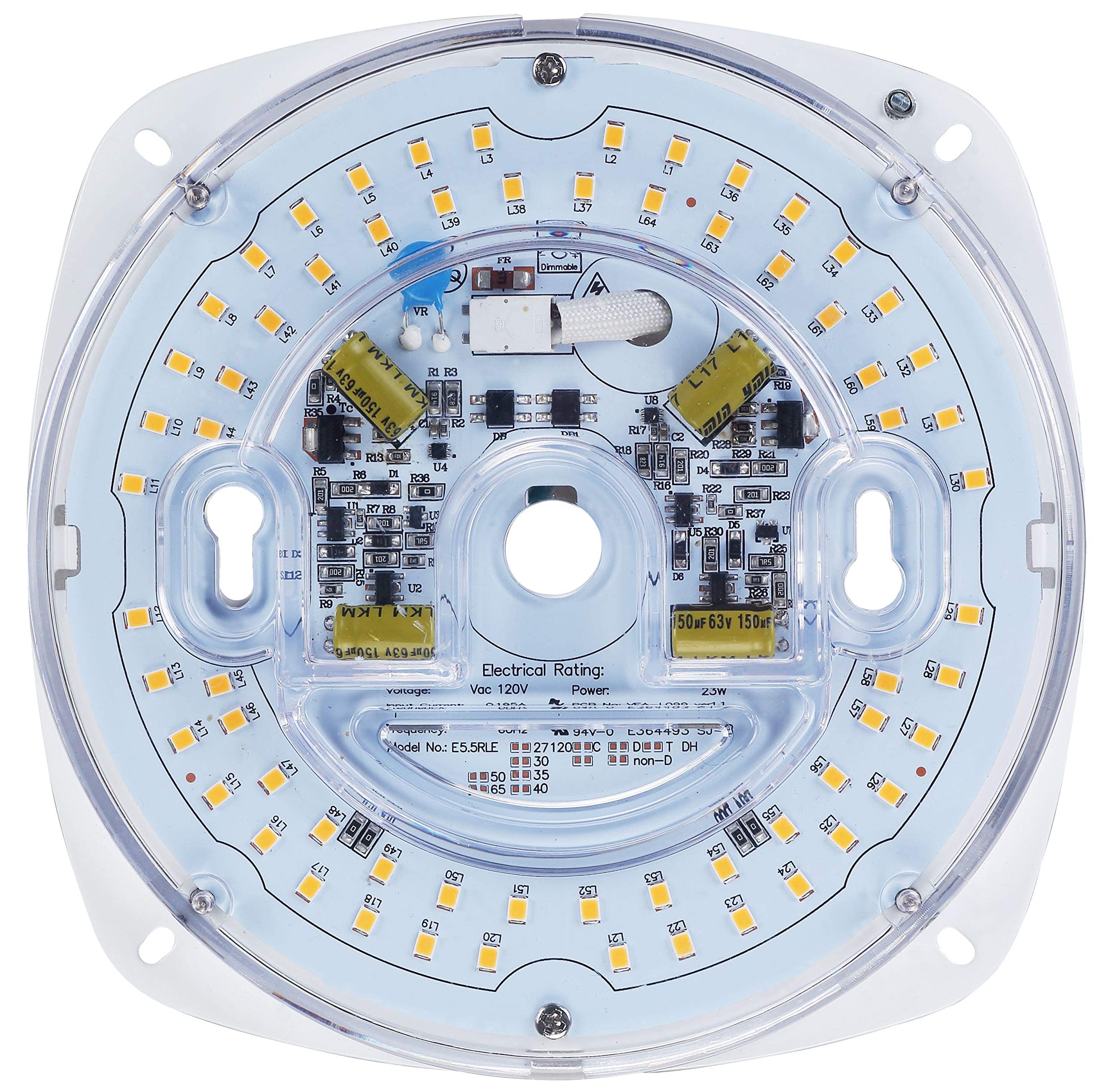 Legental Dimmable LED Light Engine, 5.5in PCB Size, 4000K, 1700LM, Alloy Steel Retrofit Kit for Ceiling Light, Ceiling Fan, Pendant
