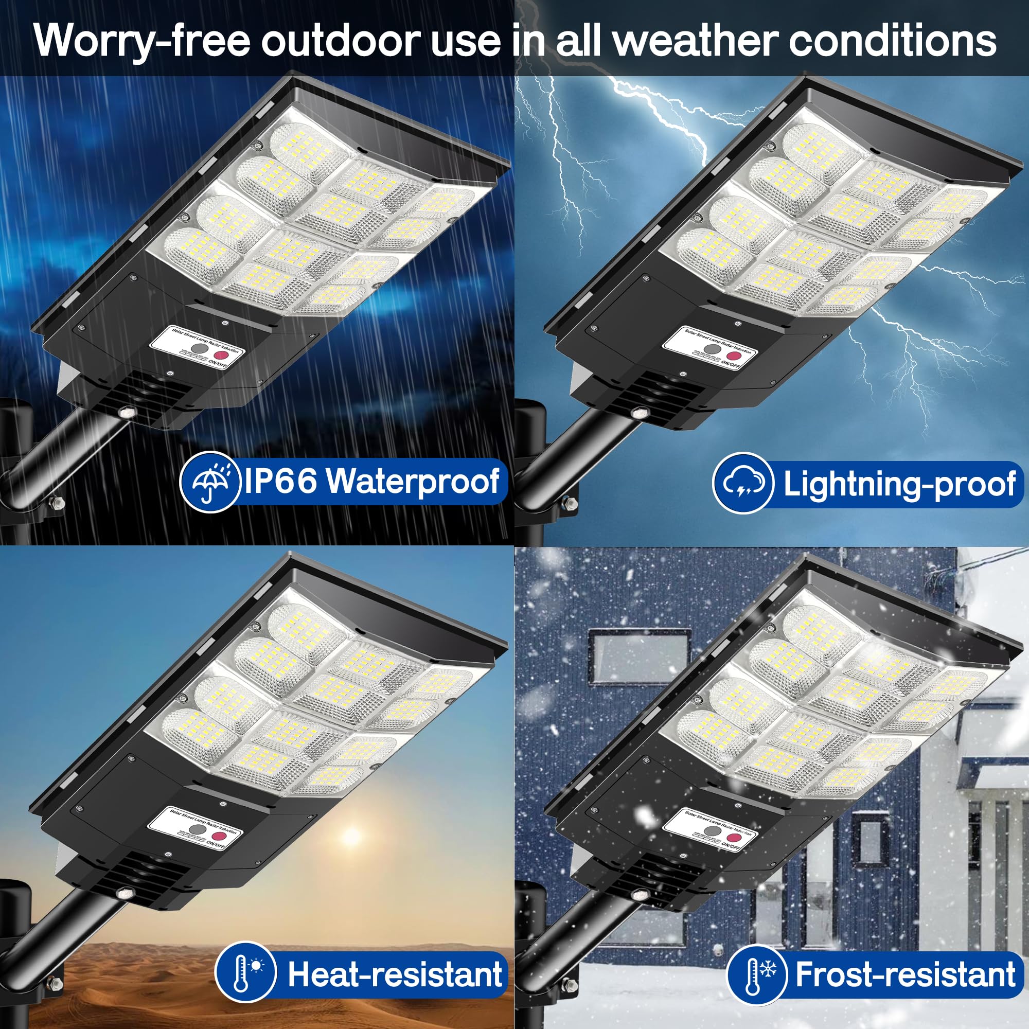 ZARKURE Solar Street Light, 6500K 7000W LED Flood Light, IP66 Waterproof, Motion Sensor, Remote Control, Model YT0004-S, Color YT0004