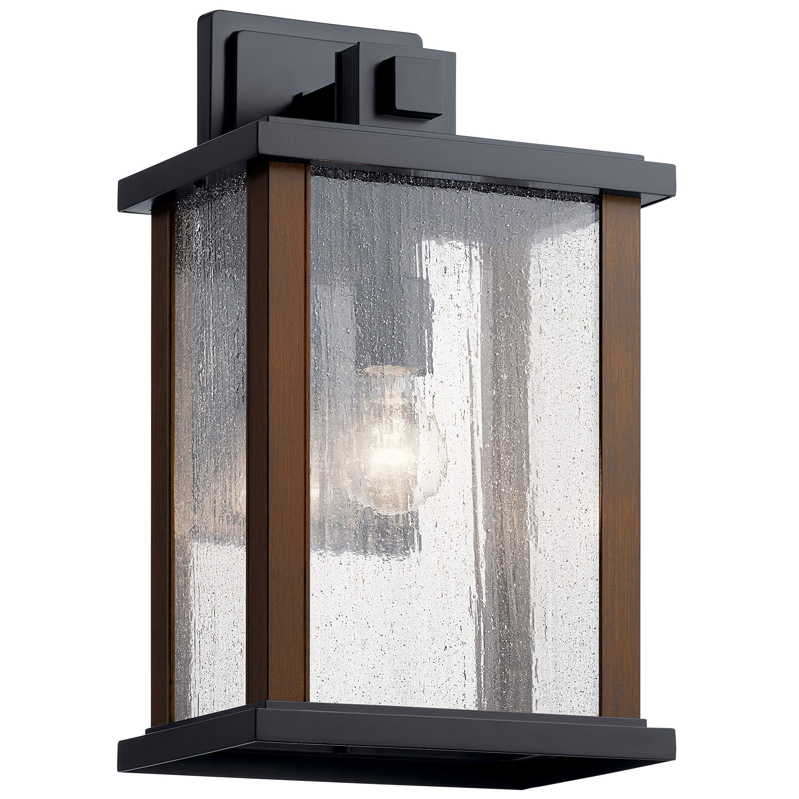 Kichler Marimount Outdoor Wall Light, 1-Light, Clear Seeded Glass, 17inH x 10inW, Black, Model 59018BK