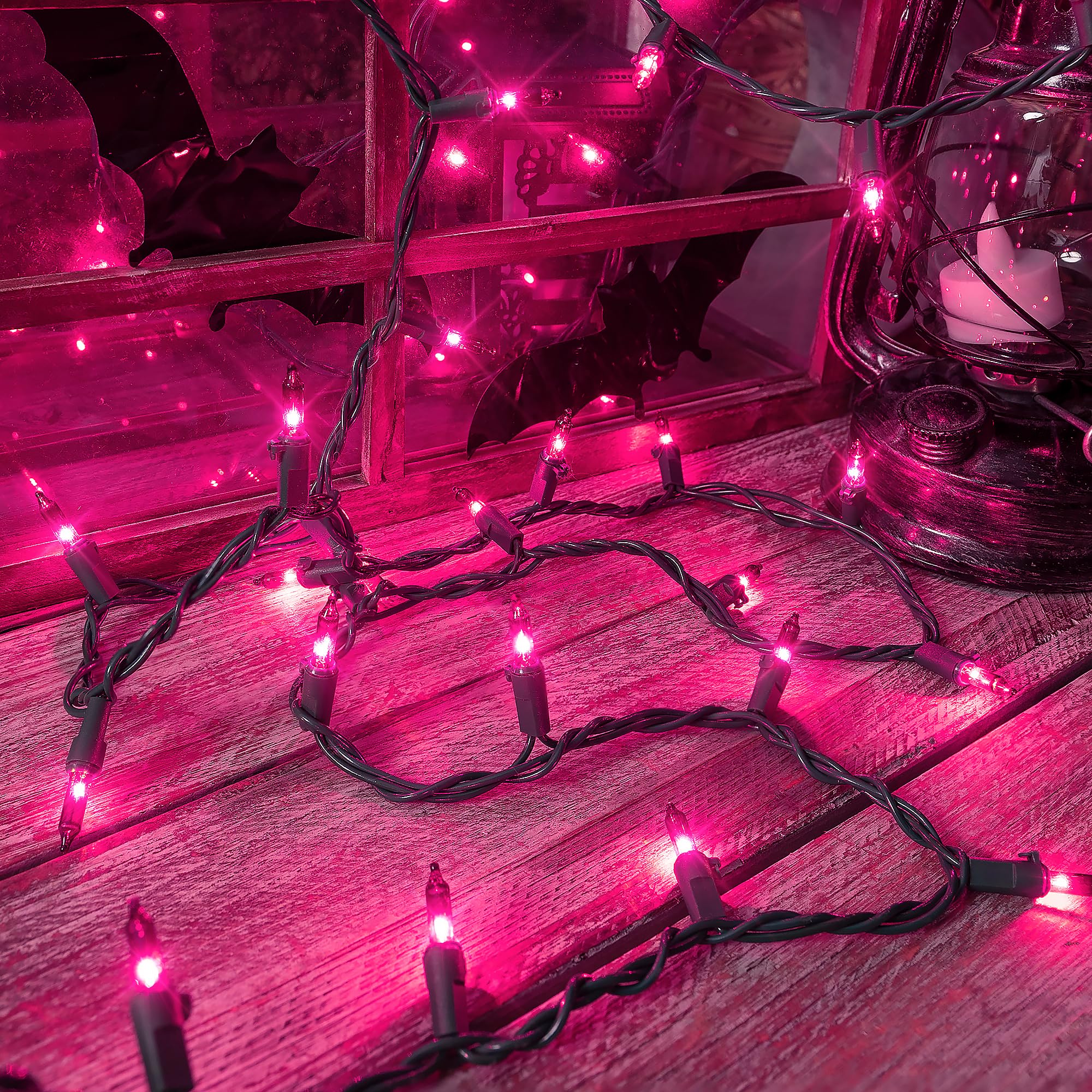 mimigogo Purple Fairy Lights Outdoor 50 Count Waterproof Mini String Lights 13FT UL Certified for Halloween Christmas Party Decorations