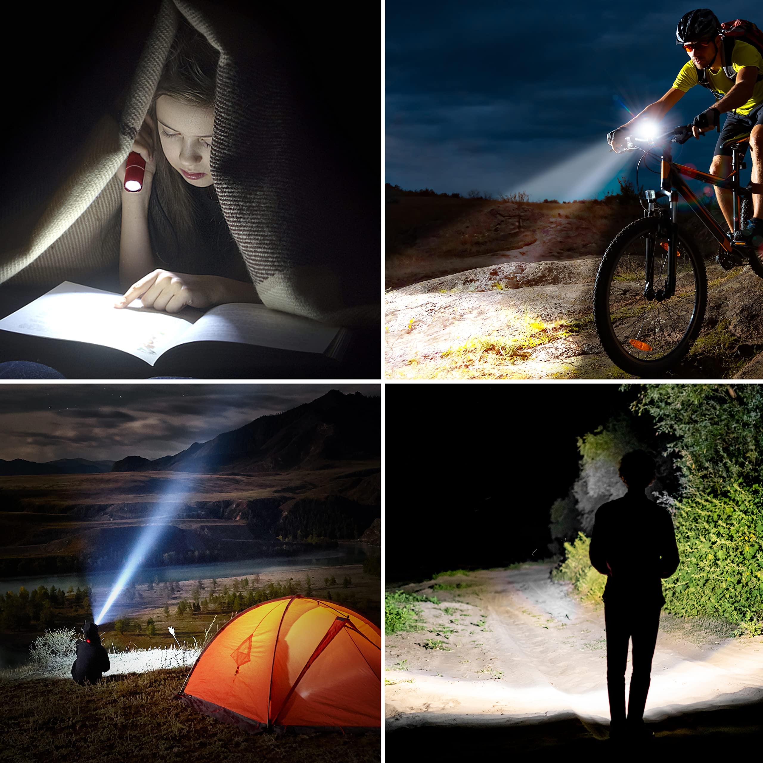 Blukar Rechargeable Flashlight - 2000L Led, Zoomable, Adjustable Brightness, 1 Pack, Red, Model K9132