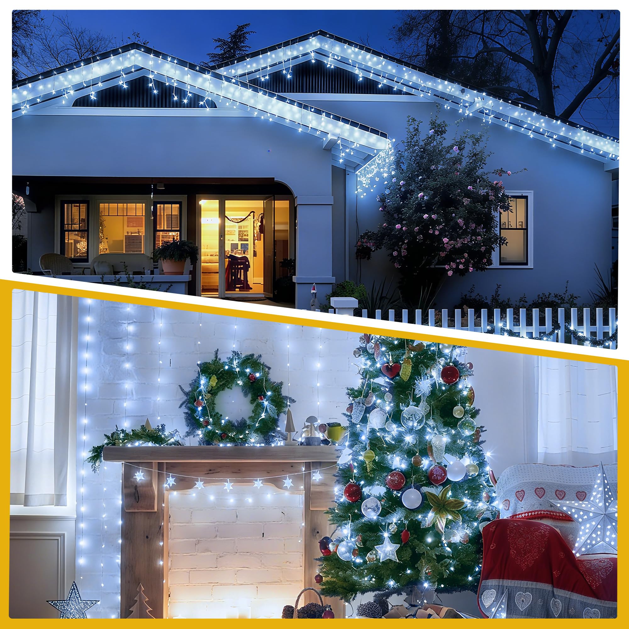 Banbanjo Christmas String Lights Indoor Outdoor Clear Wire  500 Led 164Ft White Christmas Lights Outdoor For Bedroom 8 Mode  Twinkle Fairy Light Plug In For Home Wedding Tree Yard Patio Decorations